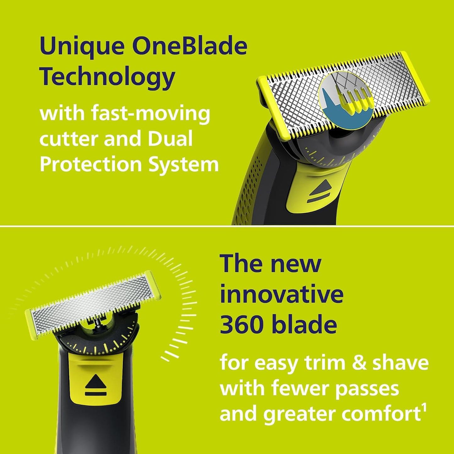HotPhilips Norelco One 360 Hybrid Face, Electric Beard Trimmer and Shaver, with 360 Technology, 1x 360 for Face, 5in1 Adjustable Comb, Model QP2724/90