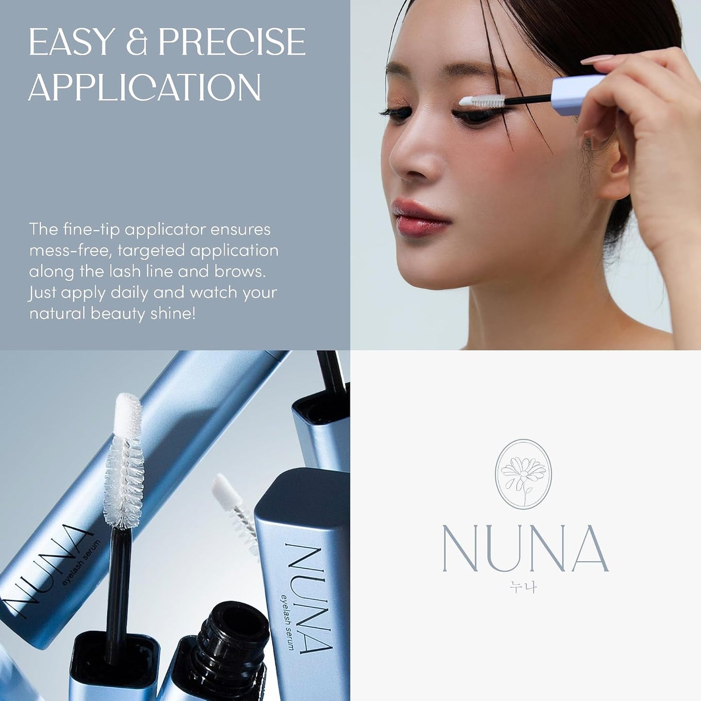 HotNUNA Eyelash Growth Support Serum 6ml – Eye Lash and Eyebrow Enhancing Serum for Women & Men with Biotin - Korean Multi Peptide & Natural Extracts – Promotes Fuller and Longer Lashes - 6 Month Supply