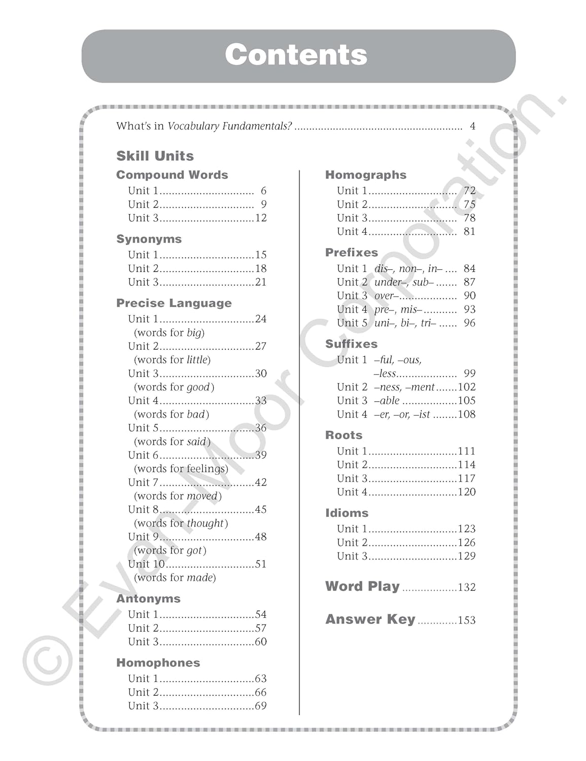 Hot Evan-Moor Vocabulary Fundamentals, Grade 3 Homeschool and Classroom Resource, Reproducible Worksheets, Compound Words, Synonyms, Antonyms, Homophones, Homographs, Prefixes, Root Words, Idioms