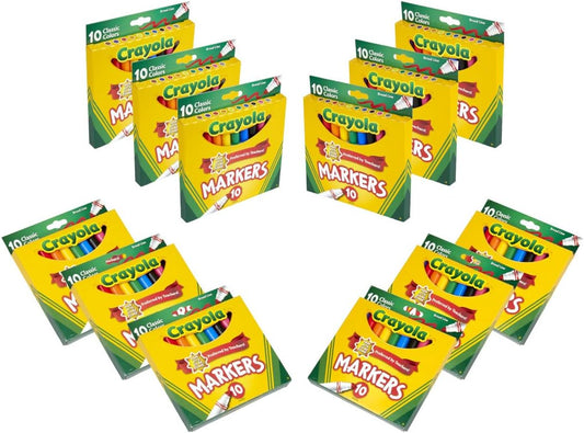 HotCrayola Broad Line Markers (12pk), Assorted Bulk Markers for Kids, Arts & Crafts Supplies for Coloring Books, Construction Paper, Ages 3+