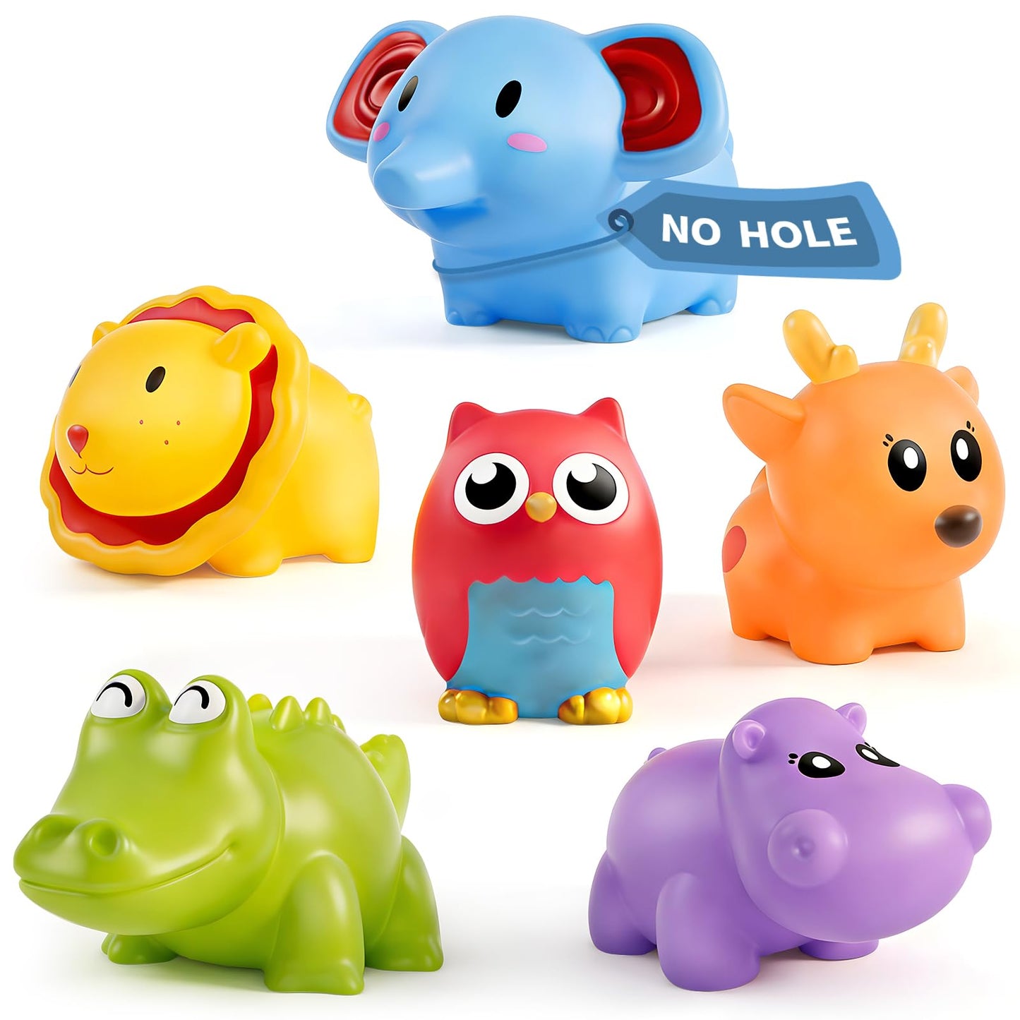 HotHely Cancy Infant Bath Toys for 18 Months - No Hole Animal Bathtub Toys, Baby Bath Tub Toys