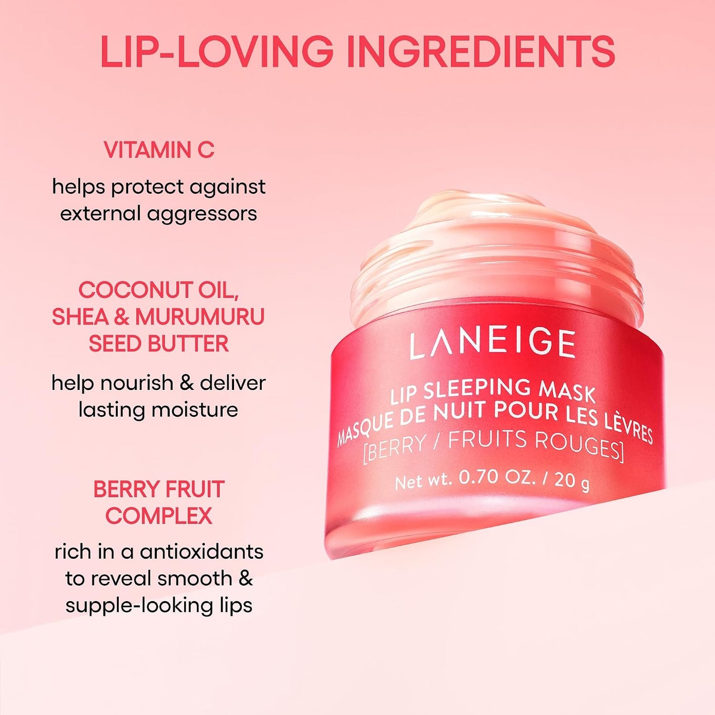 HotLANEIGE Lip Sleeping Mask: Korean Overnight Treatment For Dry Lips | Hydrating & Nourishing Overnight Lip Treatment Mask with Vitamin C, Shea & Murumuru Seed Butter | Now Build Your Own Bespoke Swirl