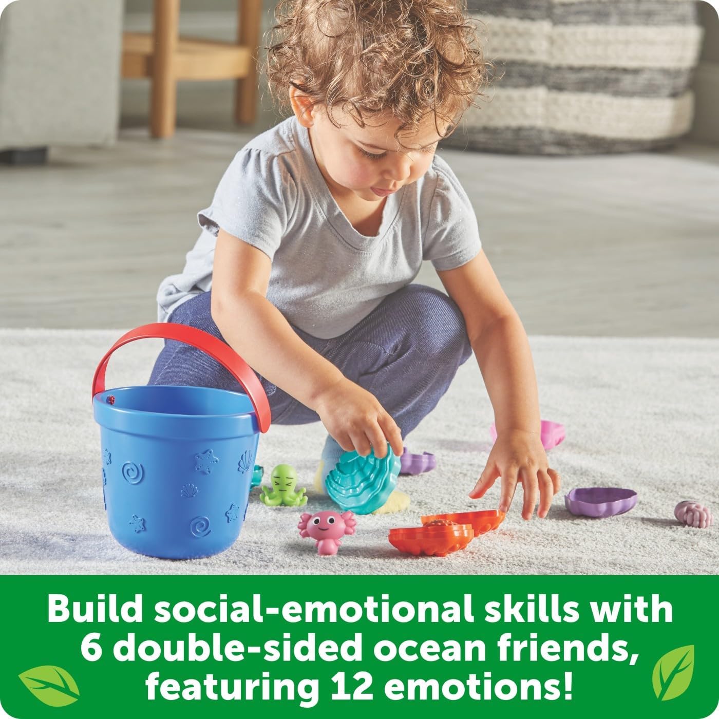 Hot Learning Resources Ocean Emotions Seashells | Sea Animals and Bucket, Sand Toys for Sandbox, Kids Beach Toys, Summer Sensory Bin Toy, Outdoor Water Toddler Toy