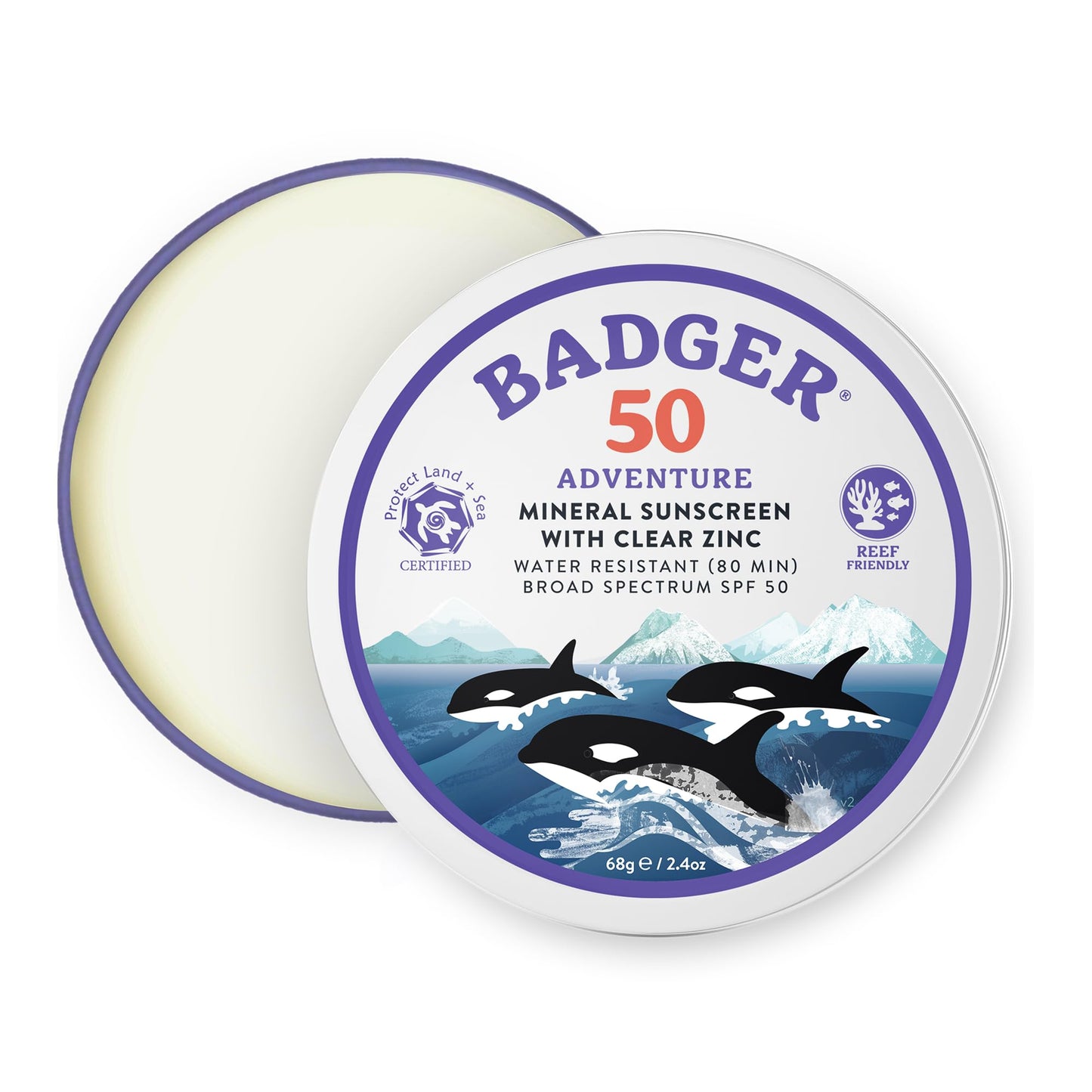 HotBadger Reef Safe Mineral Sunscreen, SPF 50, 98% Organic with Zinc Oxide, Non Toxic, Water Resistant, Unscented & Hypoallergenic, Broad - Spectrum, For Adventure & Sport, 2.9 fl oz