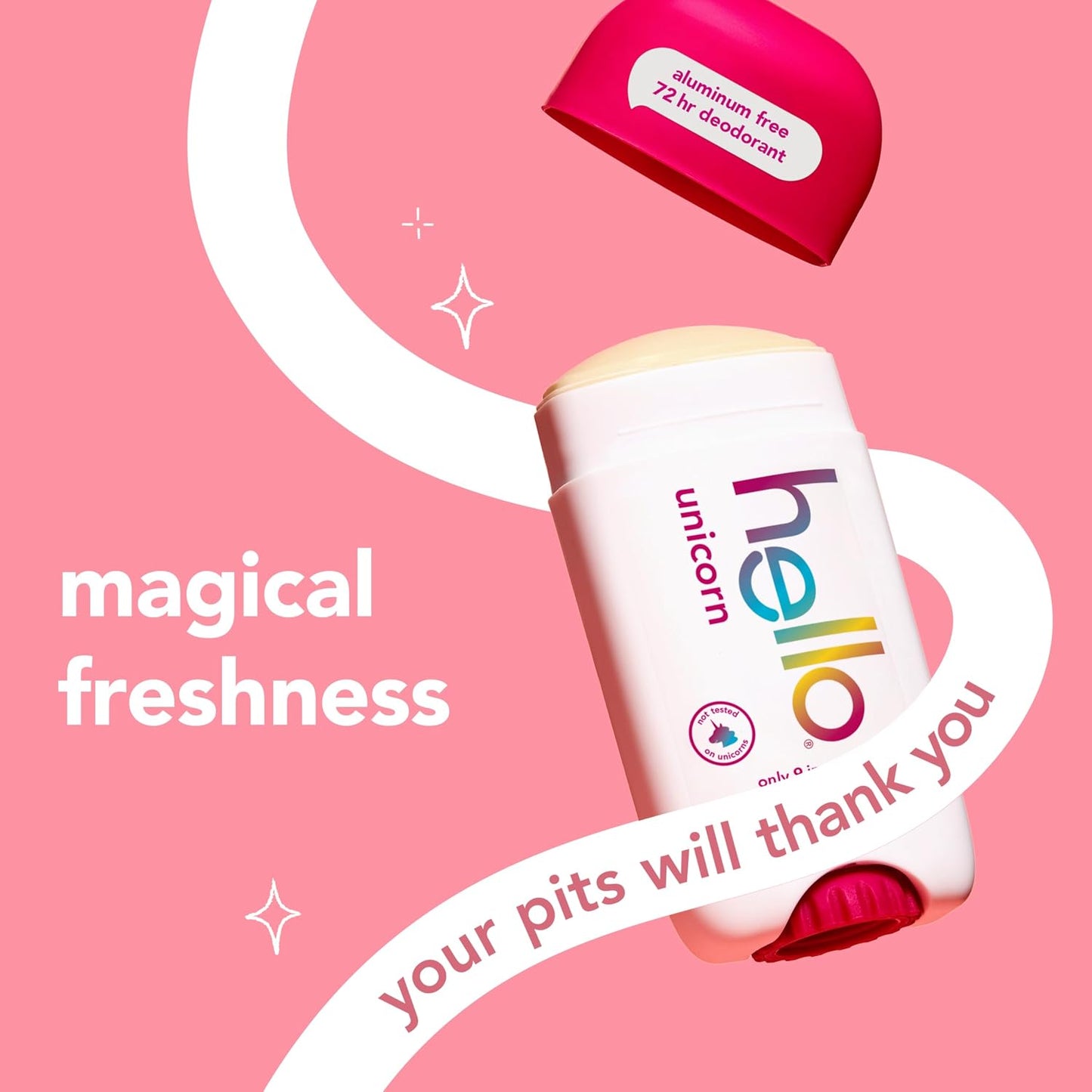 Hothello Unicorn Aluminum Free Deodorant for Women, Girls, Safe for Kids, Dermatologically tested, Natural Fragrance, 2 Pack