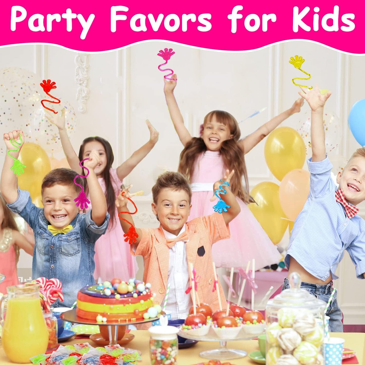 Hot 100PCS Sticky Hands Birthday Party Favors for Kids 4-8 8-12 Goodie Bag Stuffers Classroom Treasure Box Toys Carnival Prizes Bulk Mini Non Candy Treat Trinket Pinata Filler Back to School Students Gift