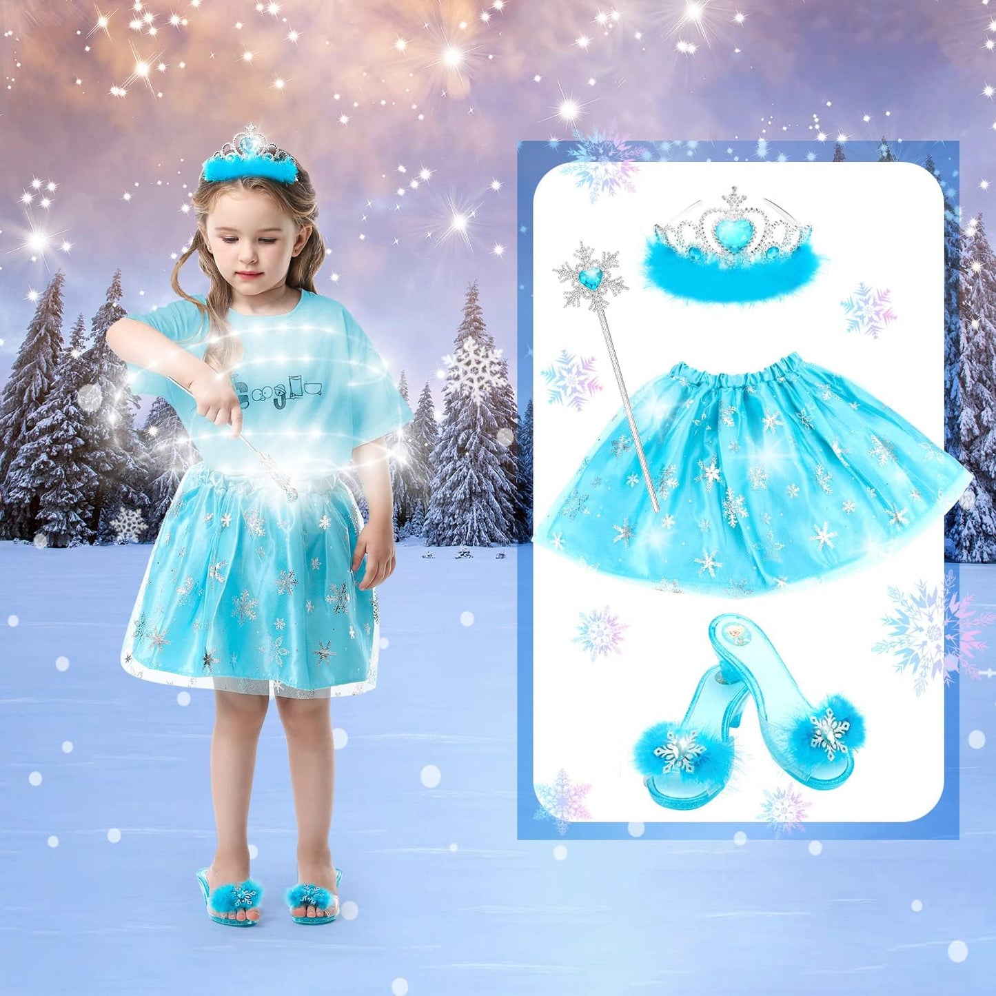 HotPrincess Dress Up Shoes Set, Girls Dress Up Toys Toddler Jewelry Boutique Kit, 3 Themes of Unicorn Mermaid Ice Princess Costumes Set, Pretend Play Gifts for Little Girls Aged 3-6 Years Old