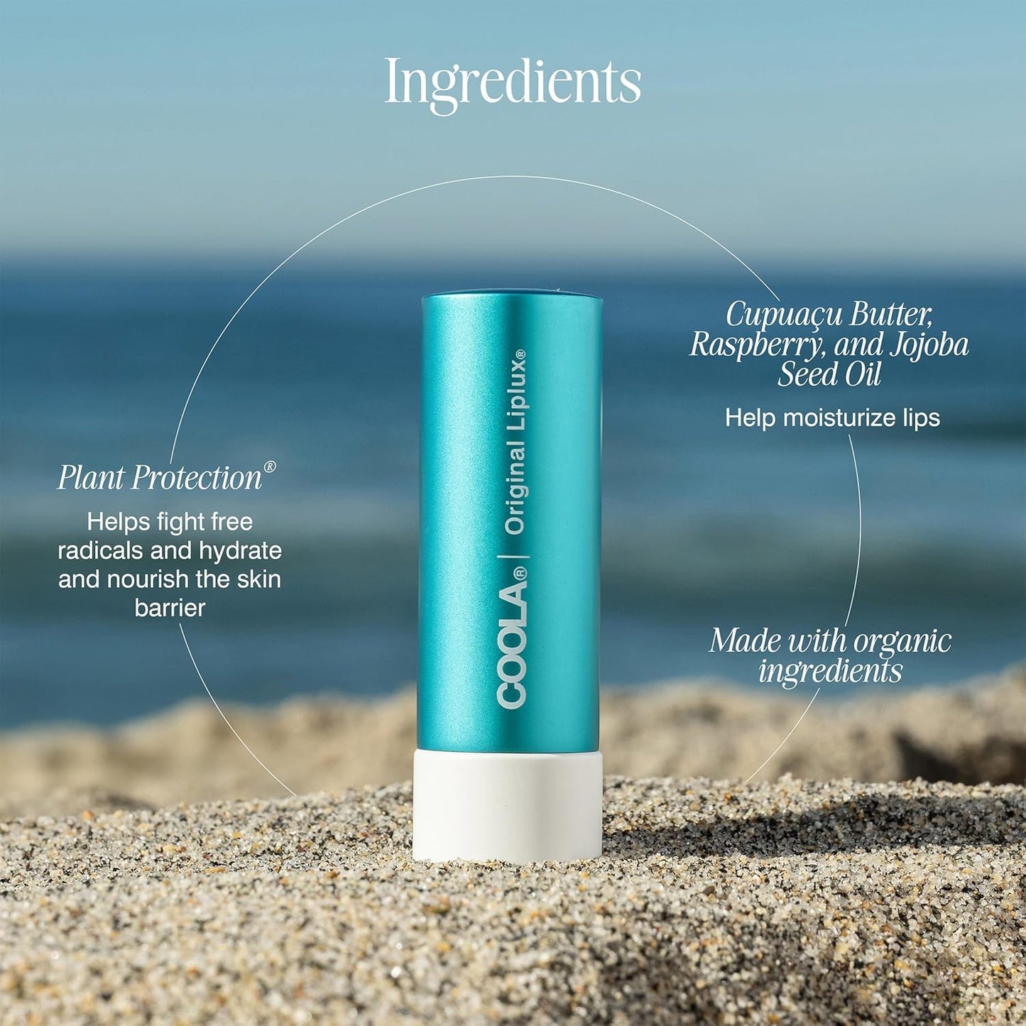 HotCOOLA Organic Liplux Lip Balm and Sunscreen with SPF 30, Dermatologist Tested Lip Care for Daily Protection, Vegan and Gluten Free, 0.15 Oz