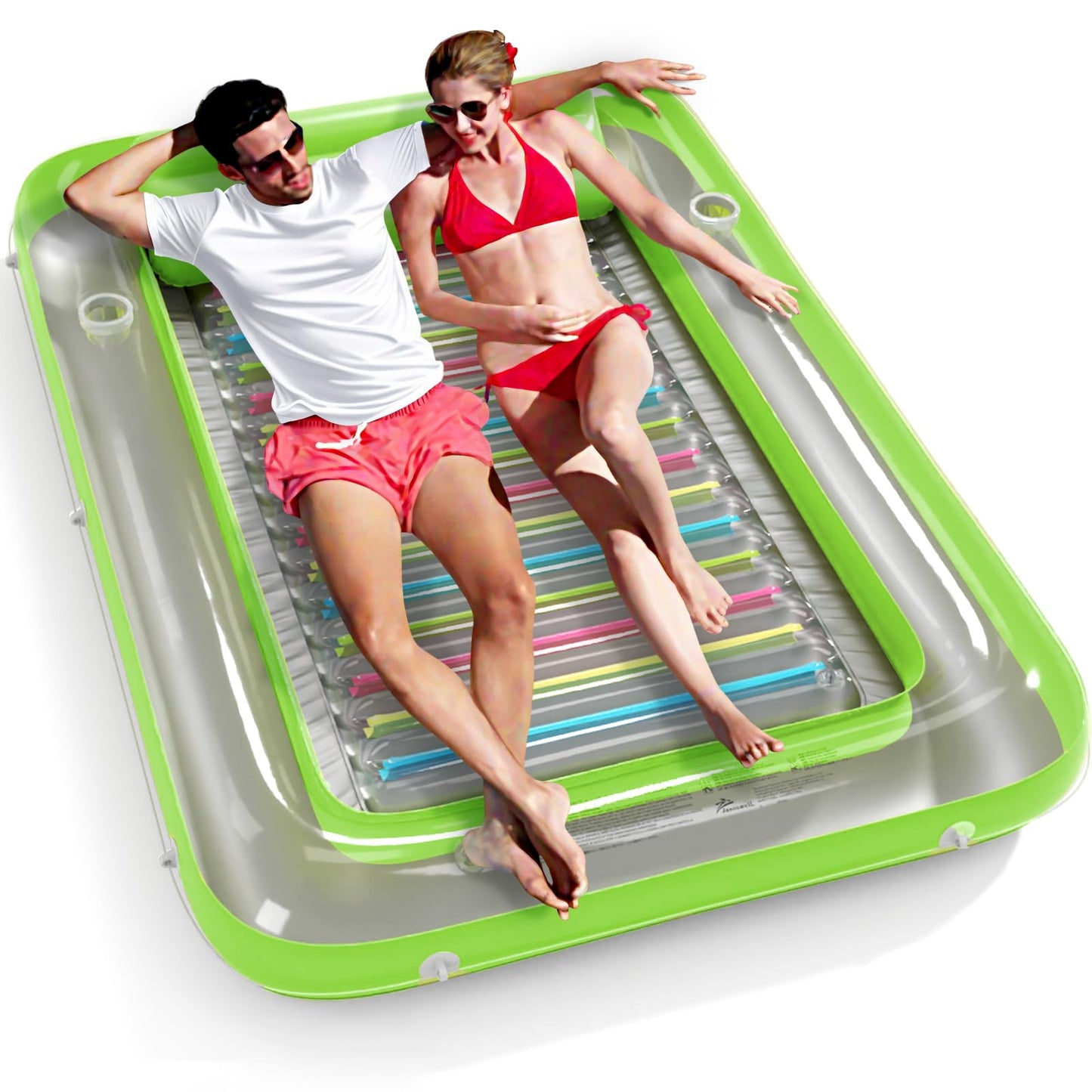 Hot Inflatable Tanning Pool Lounger Float - Jasonwell 4 in 1 Sun Tan Tub Sunbathing Pool Lounge Raft Floatie Toys Water Filled Tanning Bed Mat Pad for Adult Blow Up Kiddie Pools Kids Ball Pit (Rose,L)