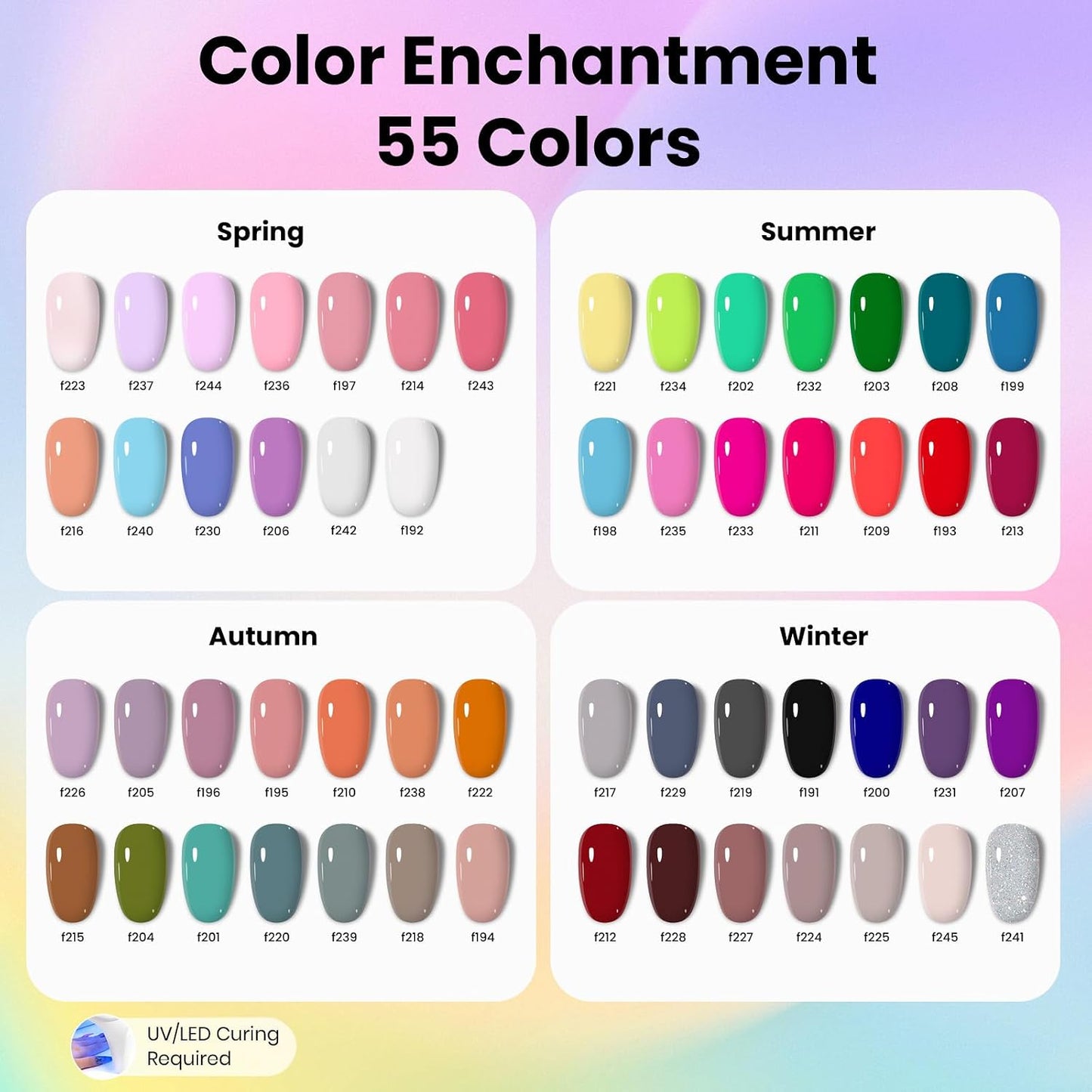 HotBeetles Gel Nail Polish Kit with U V Light - 80Pcs 55 Colors Gel Nail Kit | Color Enchantment with Everything Base Top Coat Beginner Starter at Home Nails Kit Manicure DIY Salon Tools Gifts for Women