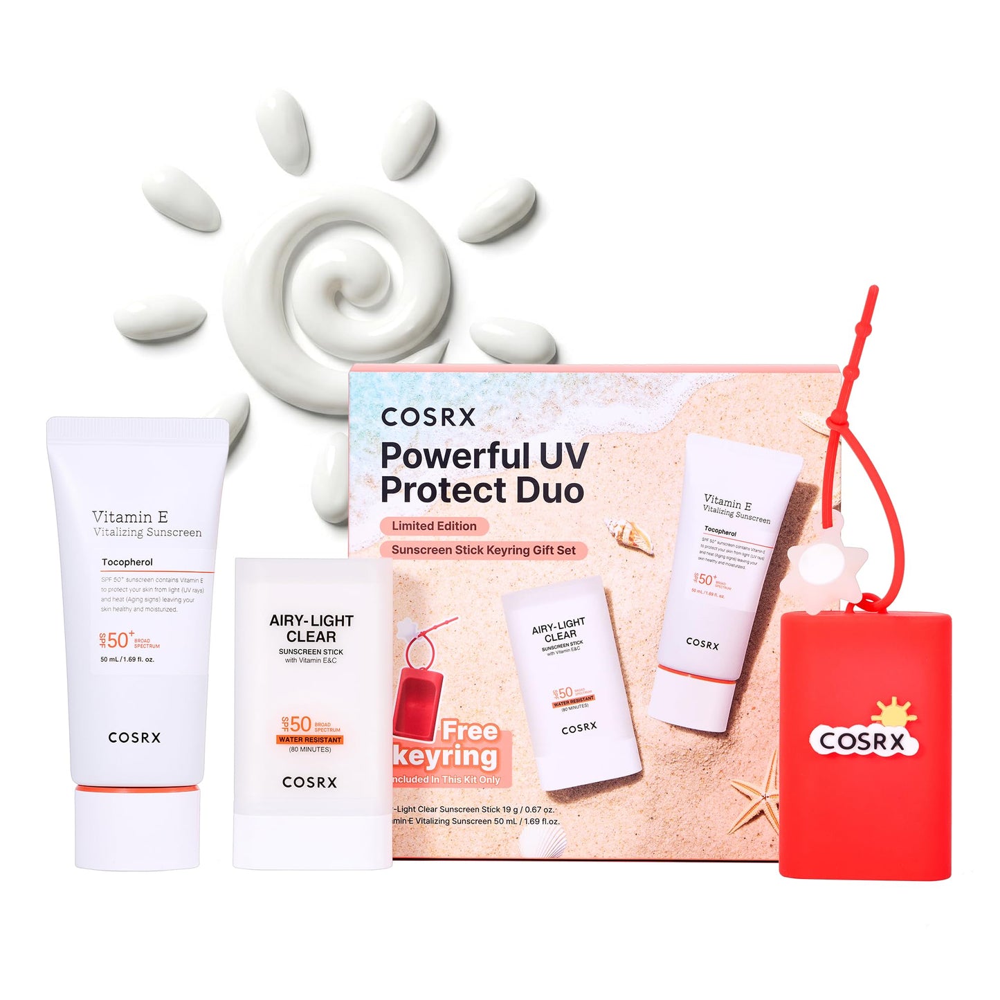 HotCOSRX Vitamin E Sunscreen for Oily Skin SPF 50, Natural Glow Face Sunscreen, Lightweight, Non-Sticky, No White Cast, Hydrating, Beach Essentials, Summer Travel Essentials, Korean Skincare,1.69 fl oz