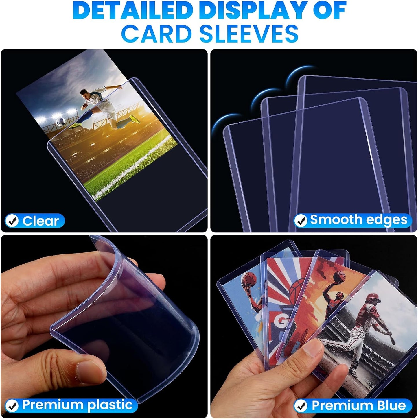 Hot 200 Card Sleeves Top Loaders for Cards, 3" x 4" Hard Plastic Toploaders, Baseball Card Protectors, Trading Card Holder for Football Sports Cards (100 Toploaders + 100 Penny Sleeves)