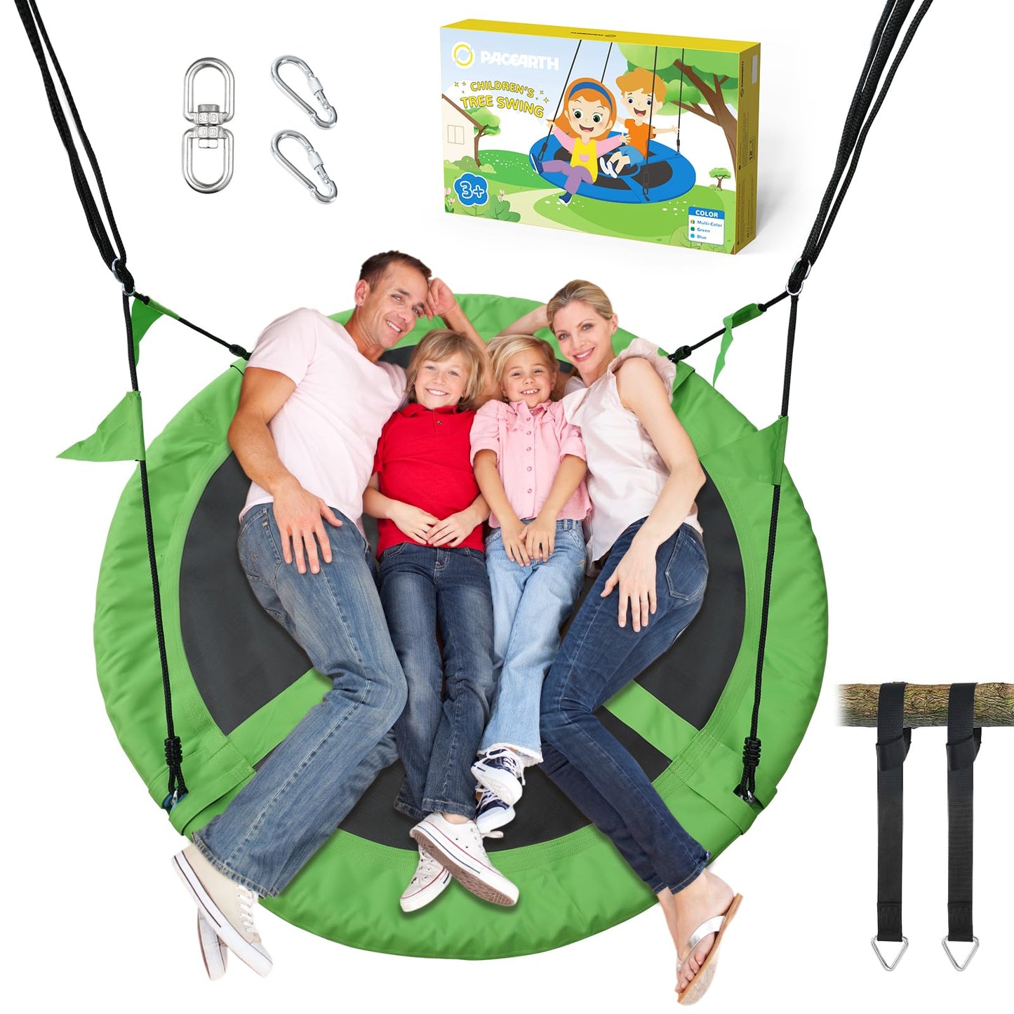 Hot PACEARTH 40 Inch Saucer Tree Swing Flying 900lb Weight Capacity 2 Added Hanging Straps Adjustable Multi-Strand Ropes Colorful Safe and Durable Swing Seat for Children