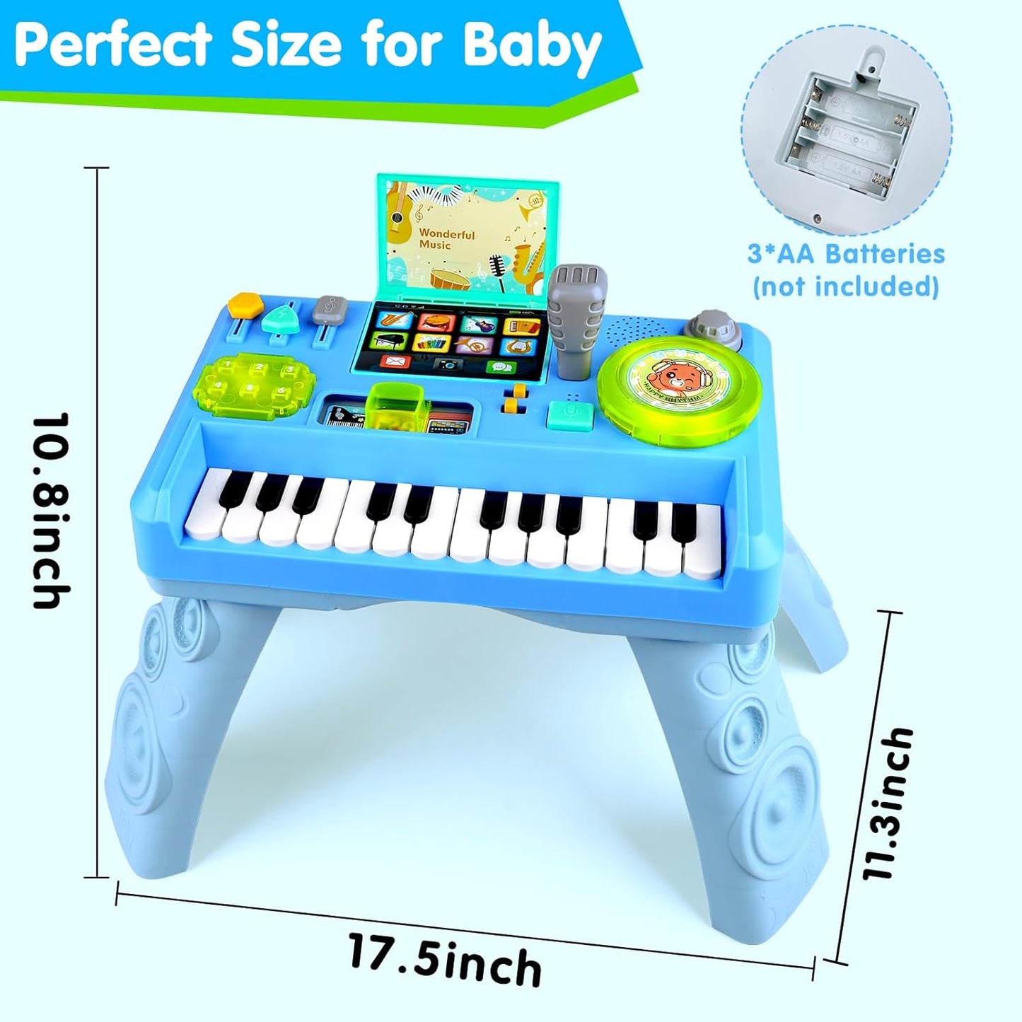 HotBaby DJ Activity Table for Toddlers, Baby Musical Piano Toys with Music & Light Toddler Learning Educational Infant Toy for Boy Girl First Birthday Gifts