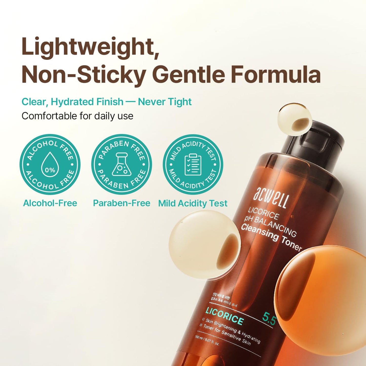 HotACWELL Licorice pH 5.5 Balancing Cleansing Toner - Alcohol-Free Korean Face Toner, Hydrating Clarifying Formula for Dull and Combination Skin, 5.07 fl oz