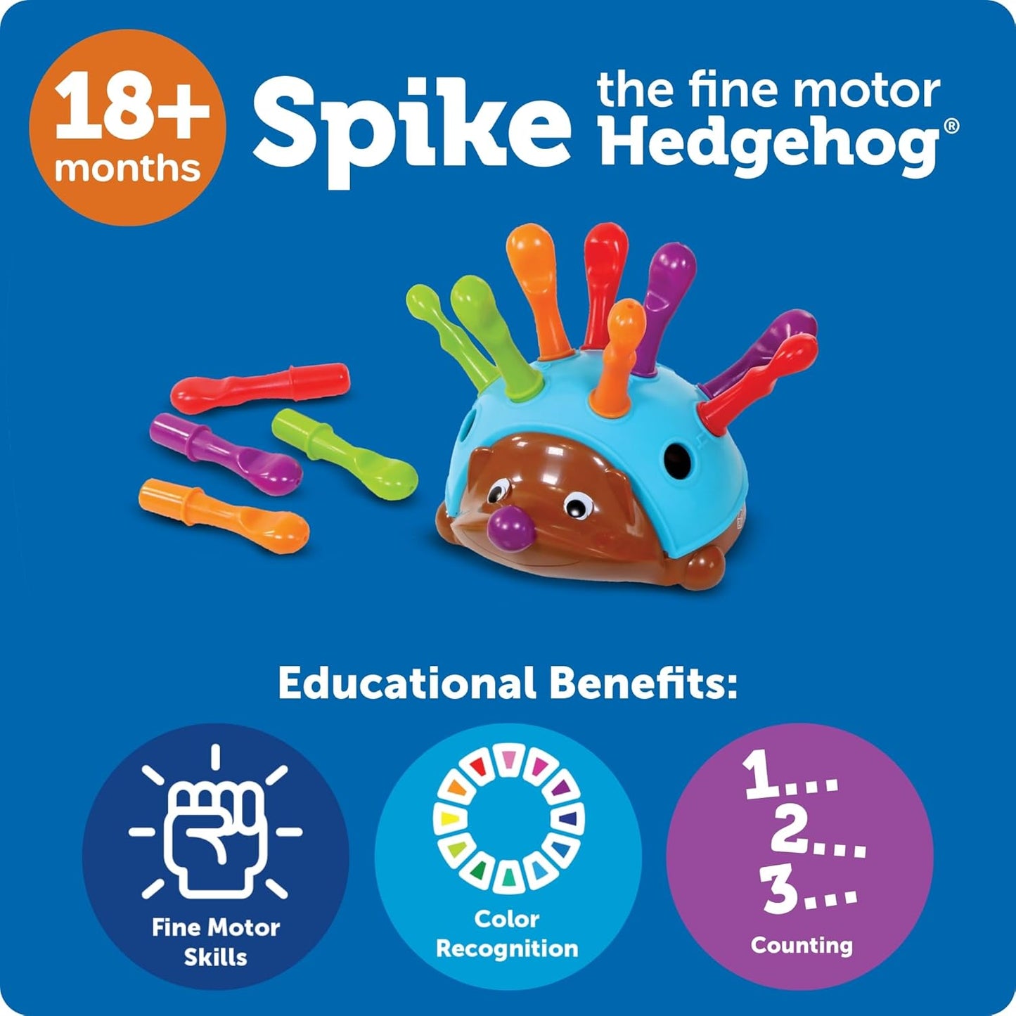 HotLearning Resources Spike The Fine Motor Hedgehog - Toddler Montessori Toys, Stacking Shape, Gifts For Boys And Girls, Sorting And Matching Skill Activities, Educational Games, Kindergarten