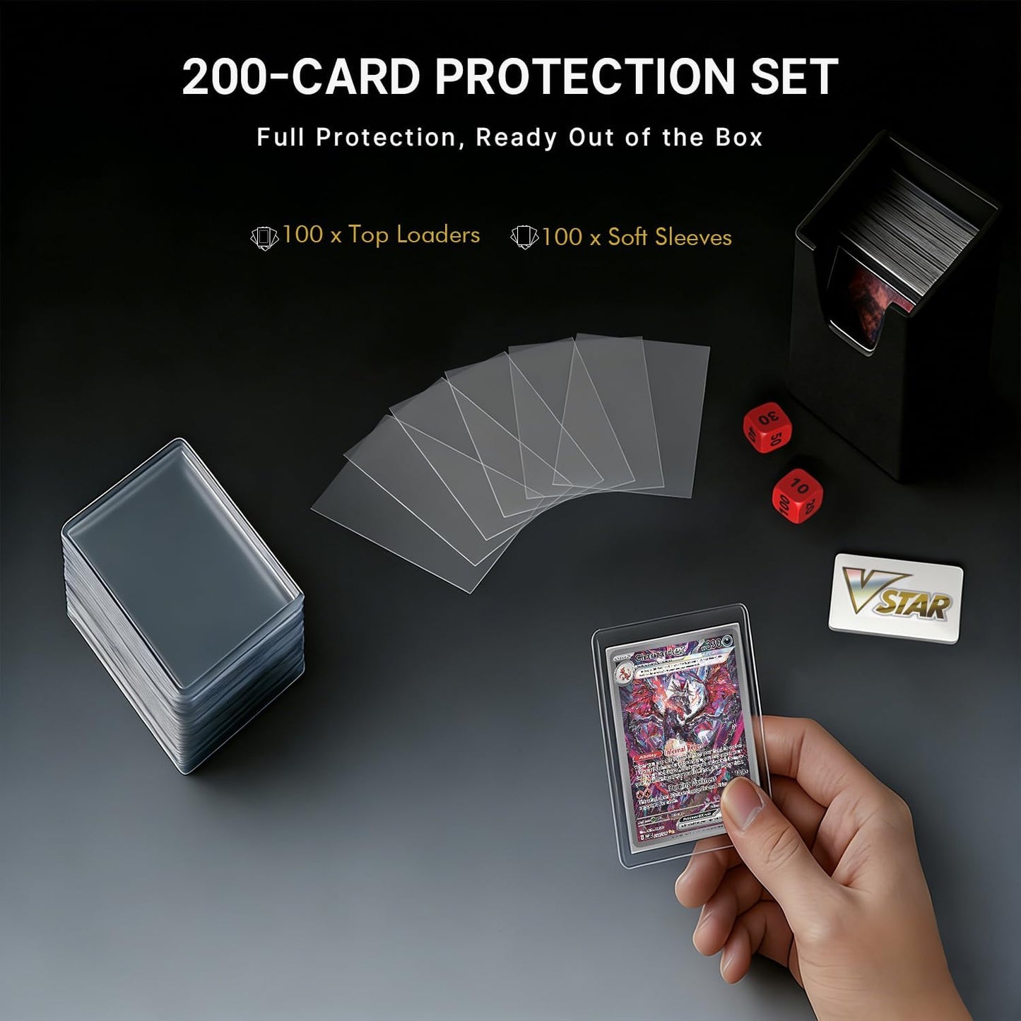 Hot Foluck 9 Pocket Top Loader Binder Trading Card Binder Holds 252 Toploaders | 200Pcs Top Loaders & Card Sleeves Included, Comprehensive Protection, for Pokemon, TCG, MTG, Sports Cards