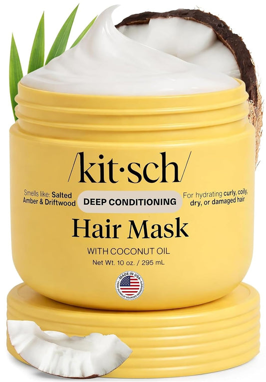 HotKitsch Moisturizing Hair Mask for Damaged Hair – Coconut Oil Deep Conditioner for Women – Curly Hair Products Friendly – Frizz-Reducing Hair Care Treatment for Curly, Coily & All Hair Types – 10 oz