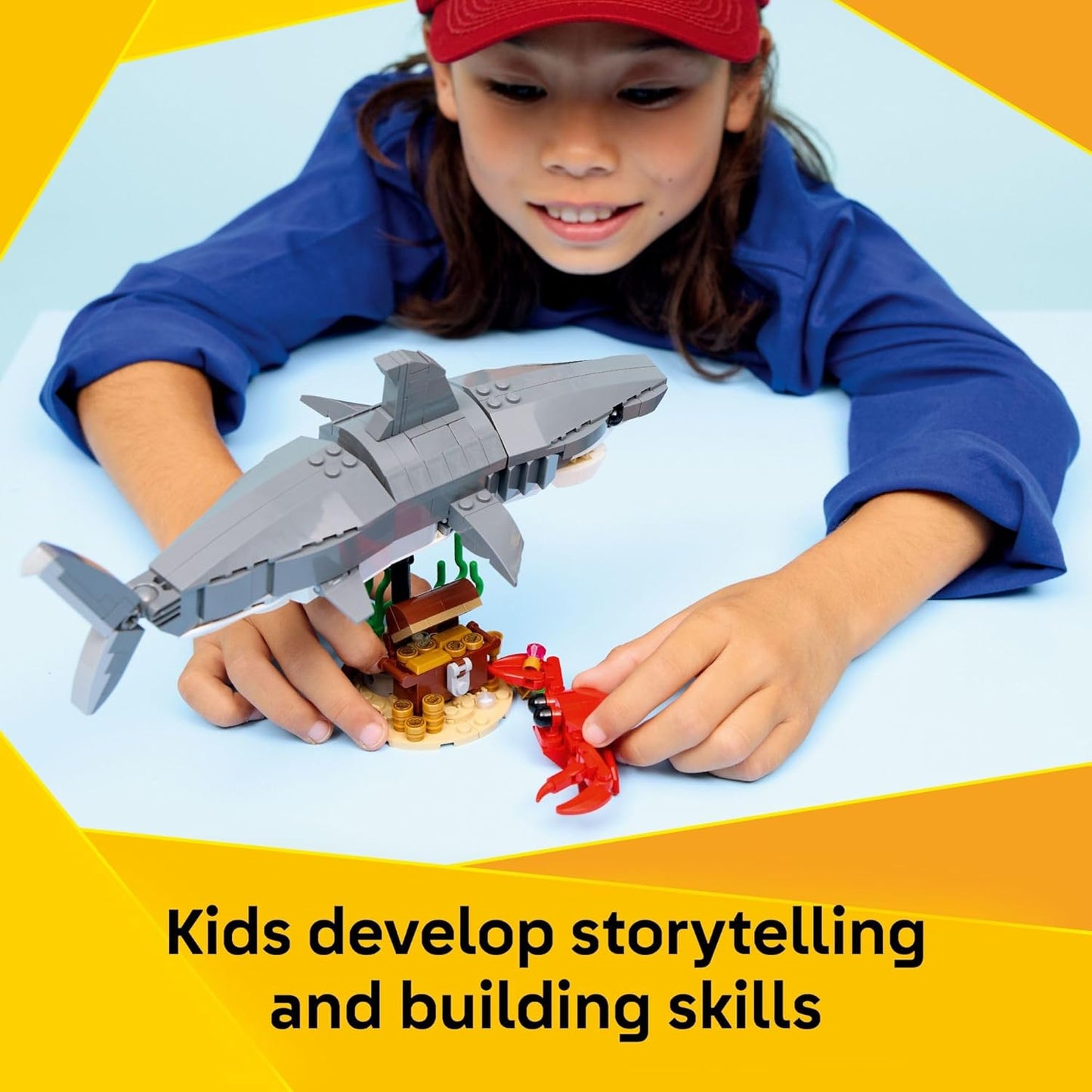 HotLEGO Creator Fierce Shark with a Treasure Chest Building Toy for Boys & Girls - Kids Build a Shark, Fish, or Manta Ray Animal Figure - Bedroom or Shelf Decor for Ages 8+ - 31381