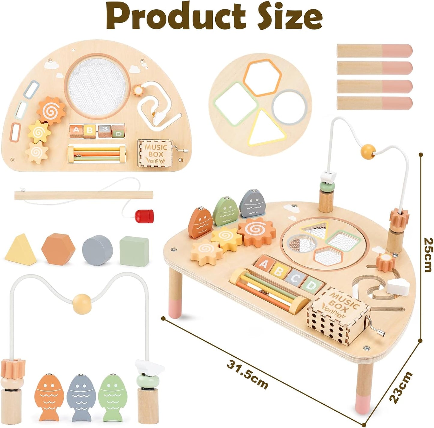 Hot Activity Table for 1 Year Old, Montessori Toys for 1 2 Year Old Girls Boy Gifts, 8 in 1 Wooden Sensory Play Table for Toddler 1-3, Learning Toys for Baby 12-18 Months 1st Christmas Birthday Gifts