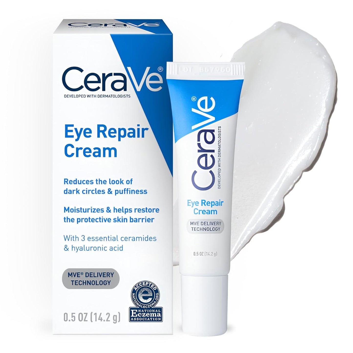 HotCeraVe Eye Repair Cream, Under Eye Cream For Puffiness And Bags Under Eyes, Hyaluronic Acid + Niacinamide + Marine Botanical Complex, Oil Free & Opthalmologist Tested