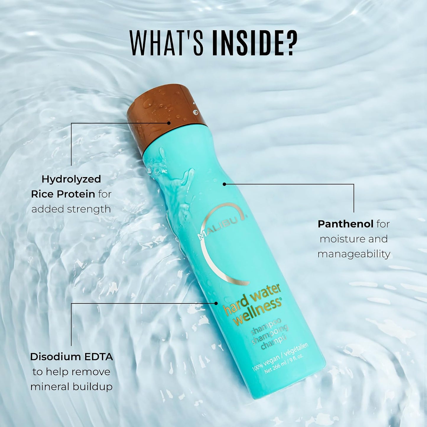 HotMalibu C Hard Water Wellness Shampoo - Hydrating, Sulfate-Free Hair Care for Hard Water - Removes Minerals and Buildup (9 oz)