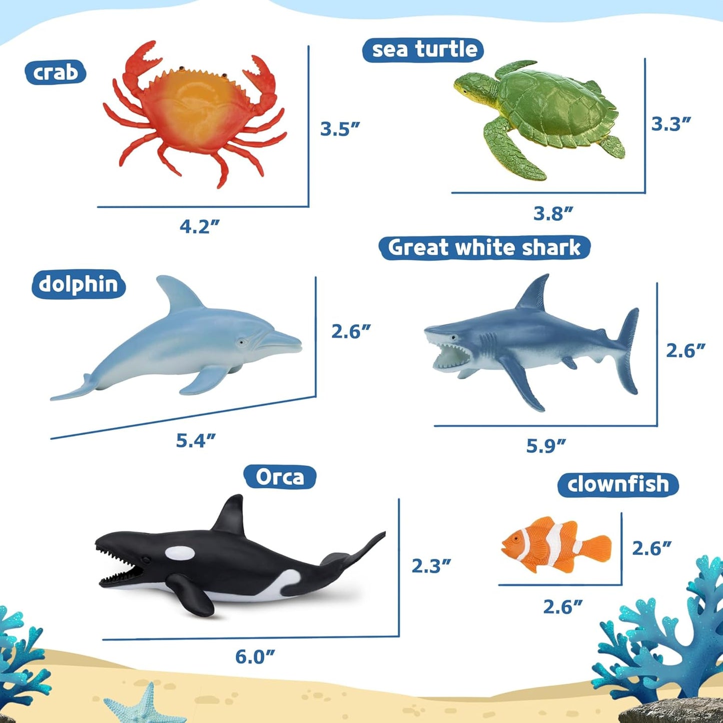 Hot Ocean Sea Life Toy Figures Set for Kids, 12 PCS Realistic Marine Animals with Shark, Dolphin, Sea Turtle, Penguin, Seal, Clownfish, Crab, Ocean Animal Figure Toys for Boys Girls Toddlers