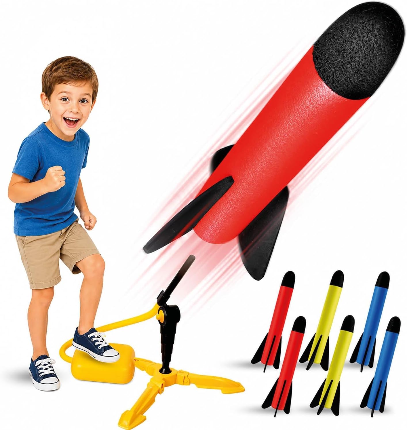 Hot Rocket Launcher for Kids - Outdoor Toys for Kids Ages 4-8 Years - 3 4 5 6 7 Year Old Boy Birthday Gift - Rockets Kids Toys for Boys & Girls - 3 Year Old Gifts - Outside Fun Toddler Toys 3-5