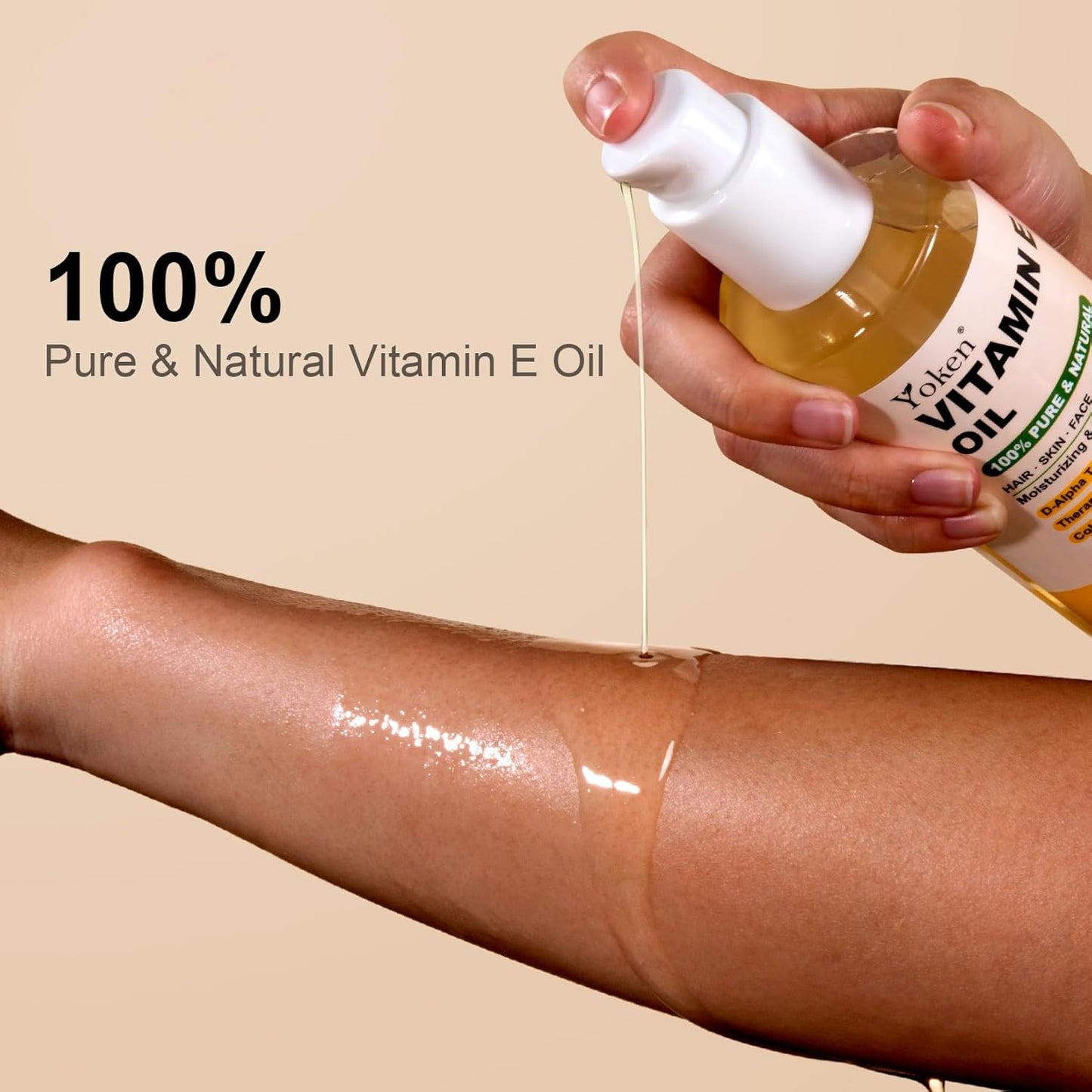 HotYoken Vitamin E Oil for Skin Face Body 8 Oz Cold Pressed Vitamine Body oils | Pure D-Alpha Tocopherol Liquid Nails Vit e Women Moisturizing Dry Skin Unscented Carrier Oil Hydrate Hexane Free After Shower