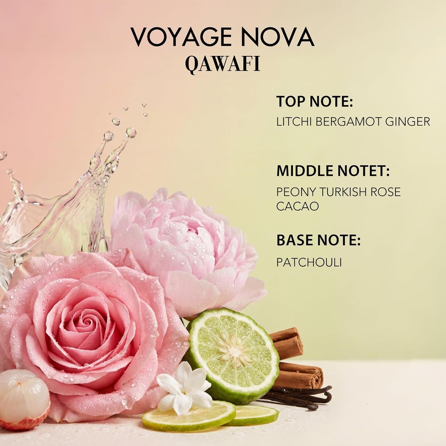 Hot Voyage Nova Eau de Parfum for Women, Lychee Bergamot Ginger, Rose Peony Cocoa Blossom, Elegant Patchouli, Long Lasting Spring Fall Perfume, 50ml &1.7fl oz