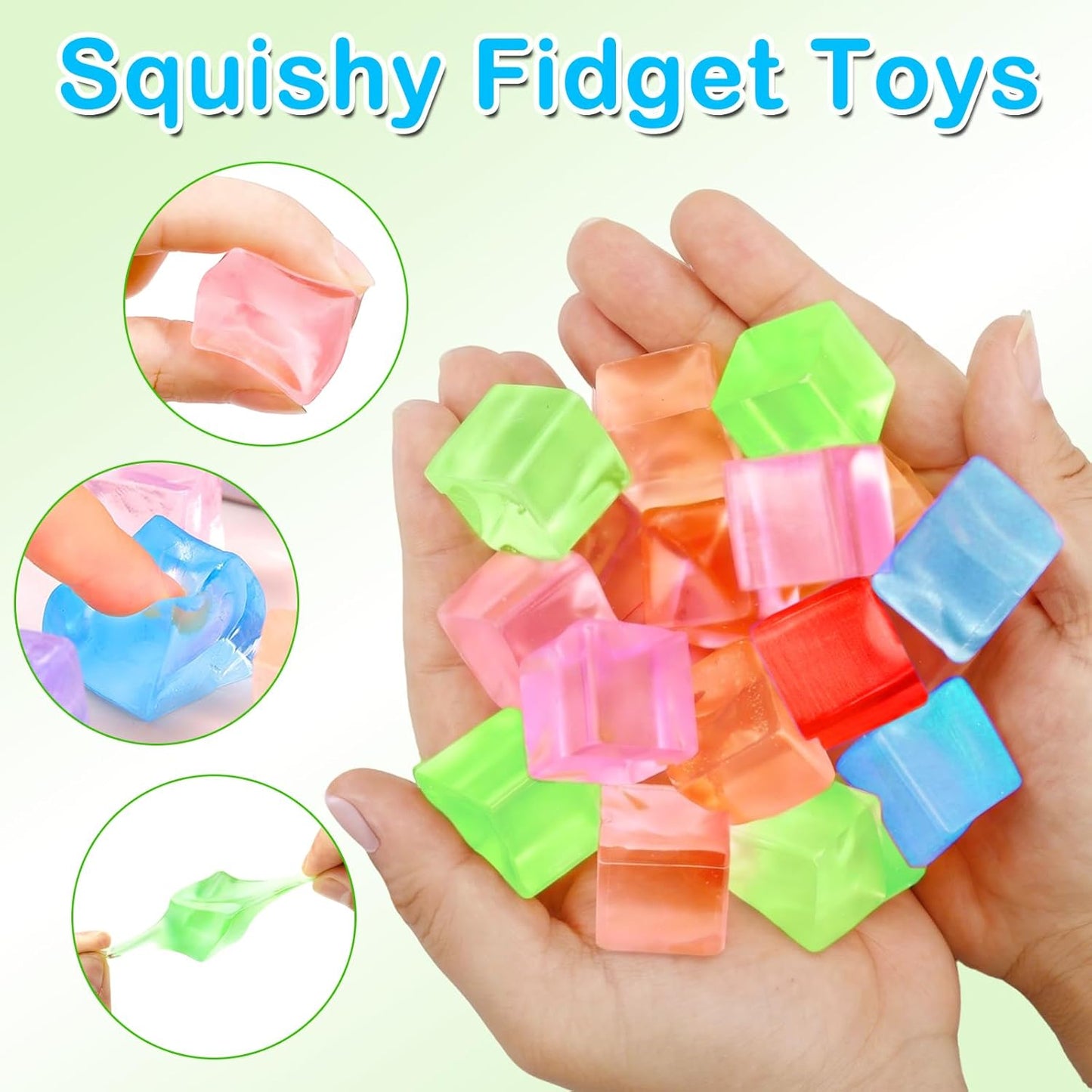 Hot30 Pack Mini Ice Cube Squishy Fidget Toys for Kids and Adults, Mini Stress Cube Squeeze Toys, Square Stress Balls Sensory Toys for Anxiety Relief, Treasure Box Toys Classroom Prizes Party Favors