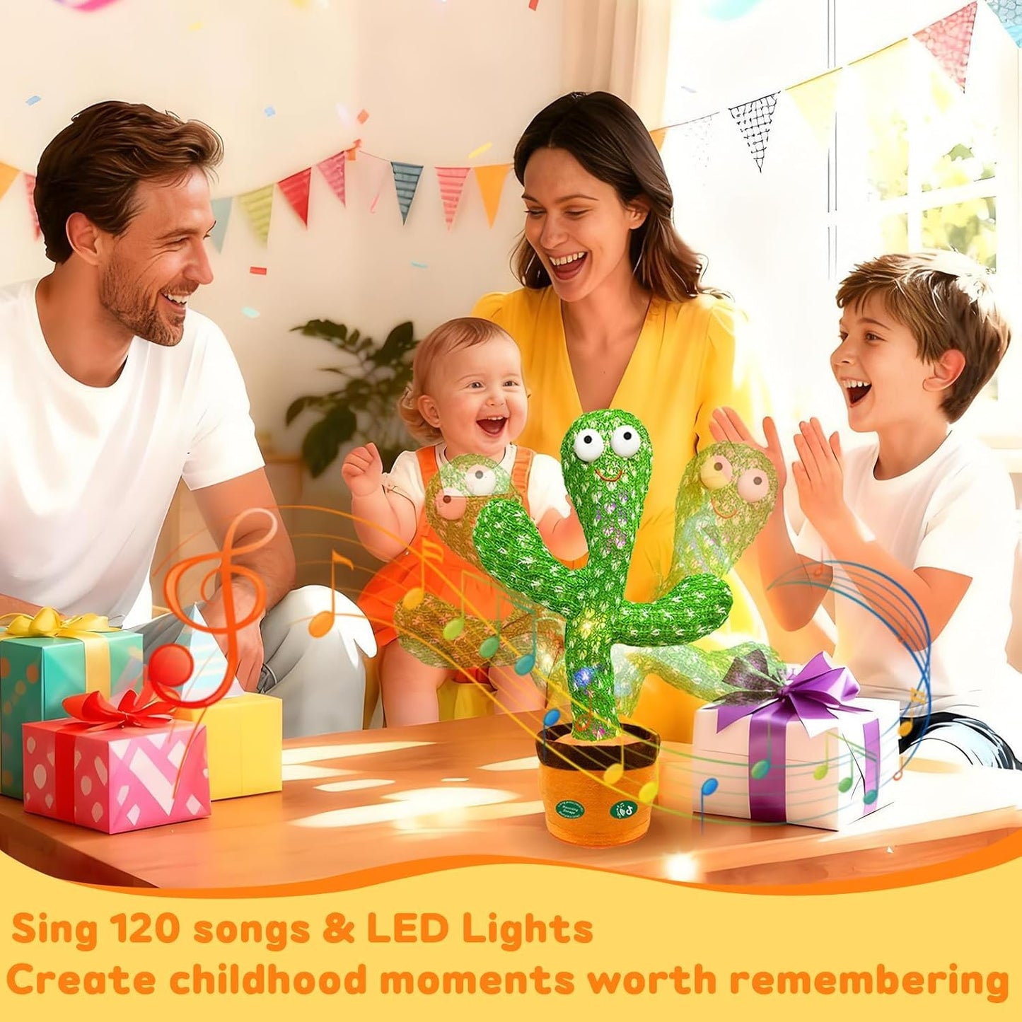 HotHunfur Interactive Baby Toys Dancing Talking Cactus Toy,Funny Gift for Infant, Singing Record Repeat What You Say Light Up Toy for Toddler Boy Girl (Volume Adjustment)