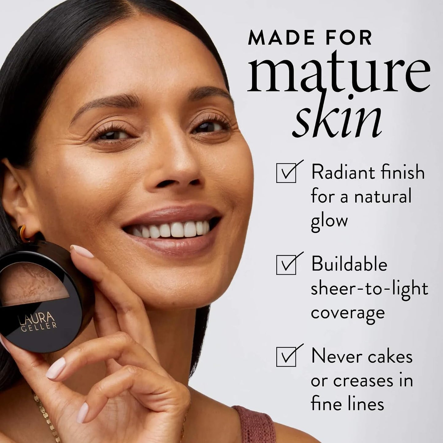 HotLAURA GELLER NEW YORK Baked Balance-n-Glow Illuminating Powder Foundation – Medium – Handmade in Italy – Pearl-Infused Satin Finish – Vitamin C Brightening – Buildable Sheer Coverage – For Mature Skin