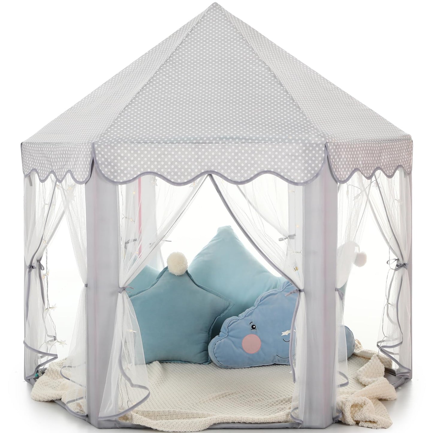 HotMonobeach Princess Tent Girls Large Playhouse Kids Castle Play Tent with Star Lights Toy for Children Indoor and Outdoor Games, 55'' x 53'' (DxH)