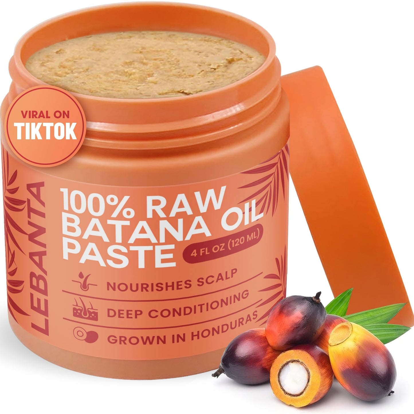 HotLebanta Raw Batana Oil for Hair - 100% Pure, Organic 4oz Batana from Honduras for Fuller, Thicker-Looking Hair - Unrefined Cold Pressed Cosmetic Scalp Oil & Hair Mask, Gift for Women (1 Pack)