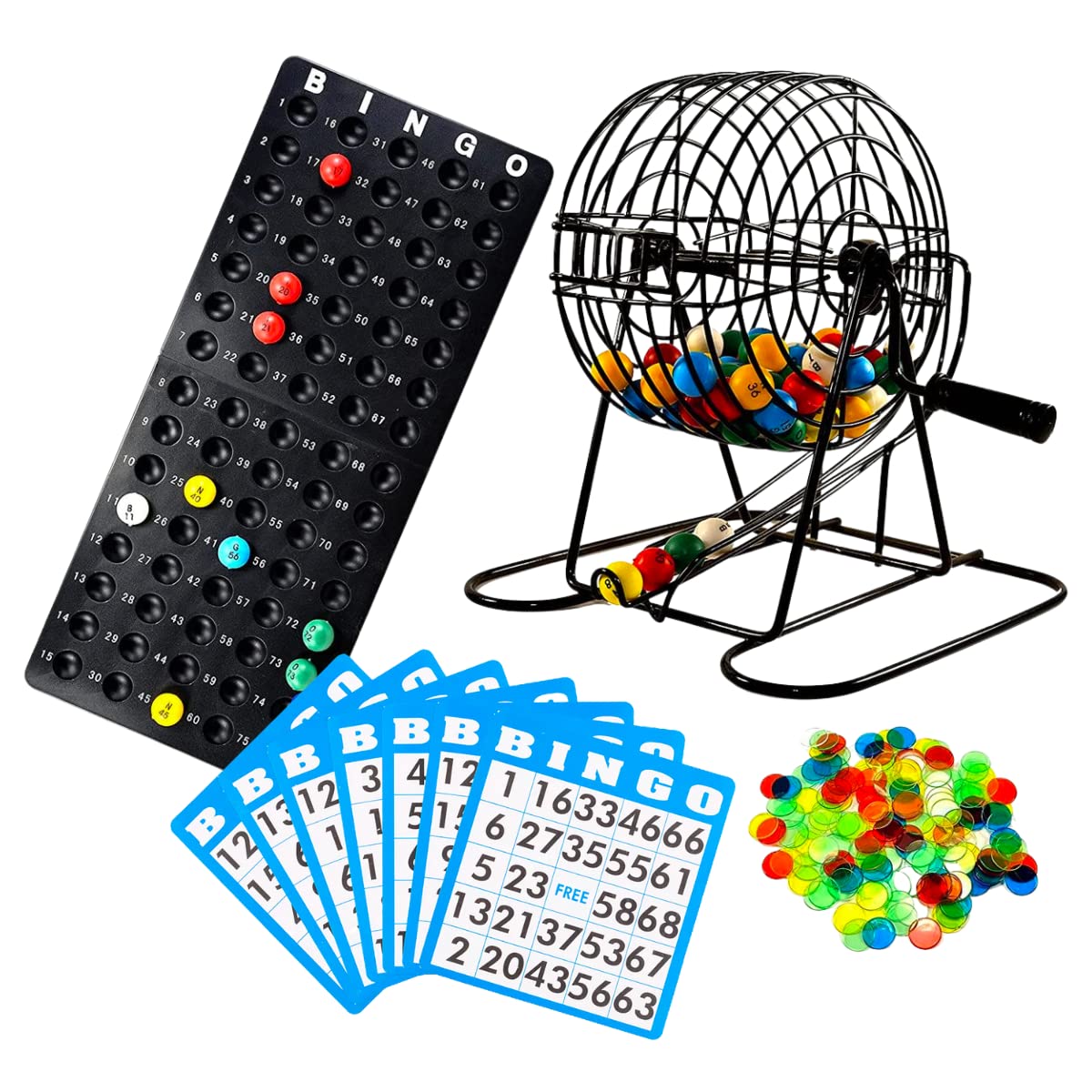 Hot Regal Games Deluxe Bingo Game Set with Cage, Board, Balls, 18 Cards, and Chips