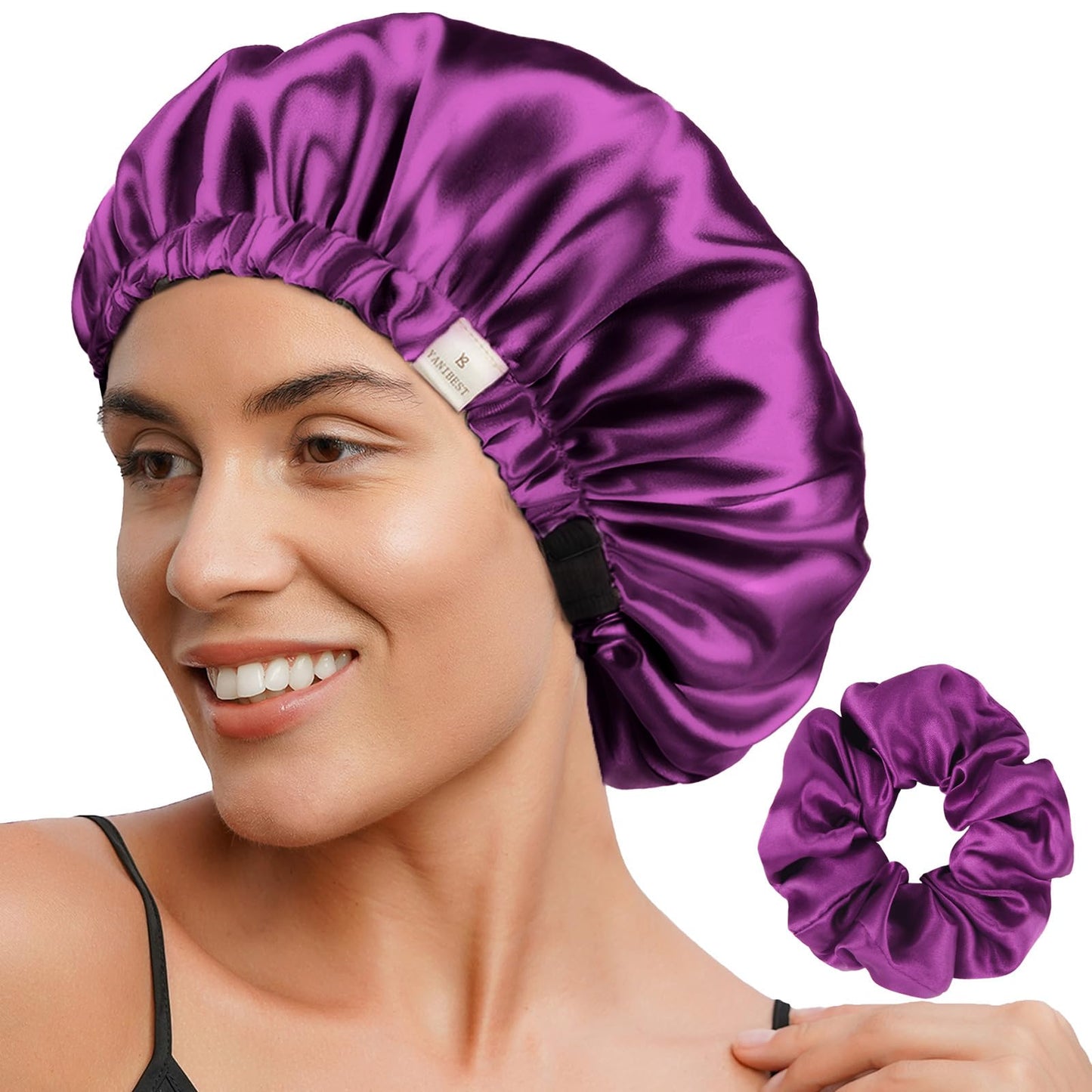 HotYANIBEST Adjustable Satin Bonnet Double Layer Hair Bonnet for Sleeping Bonnets for Women Hats Curly Natural Hair, Blush Pink | Double Layer, Reversible Bonnet, Natural Curly Coily, Maintain Moisture, Soft Adjustable Elastic Band Sleep Cap