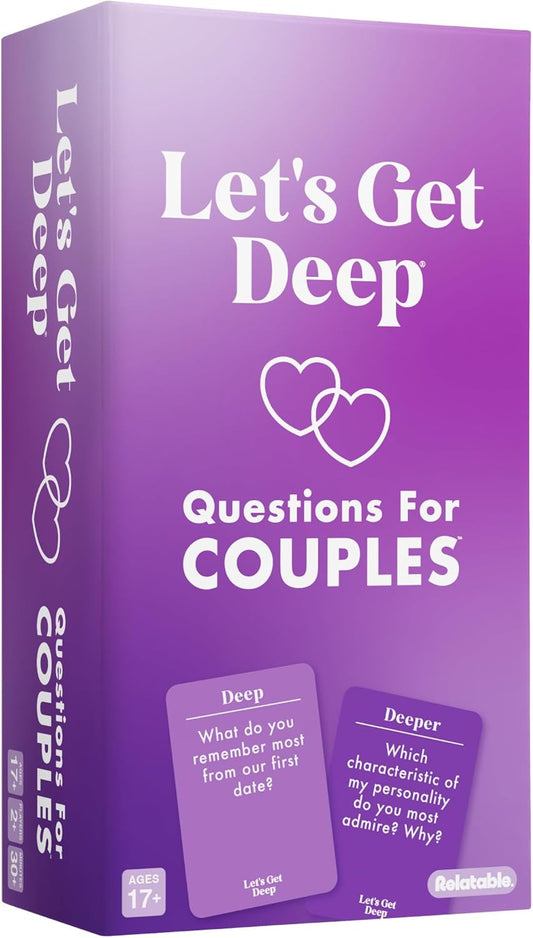 HotLet's Get Deep by Relatable, A Question Card Game for Couples, Great for Date Night Ideas, Couples Gifts, Wedding Gifts, and Long Distance Relationship Gifts, Includes 200 Cards to Build Up Intimacy