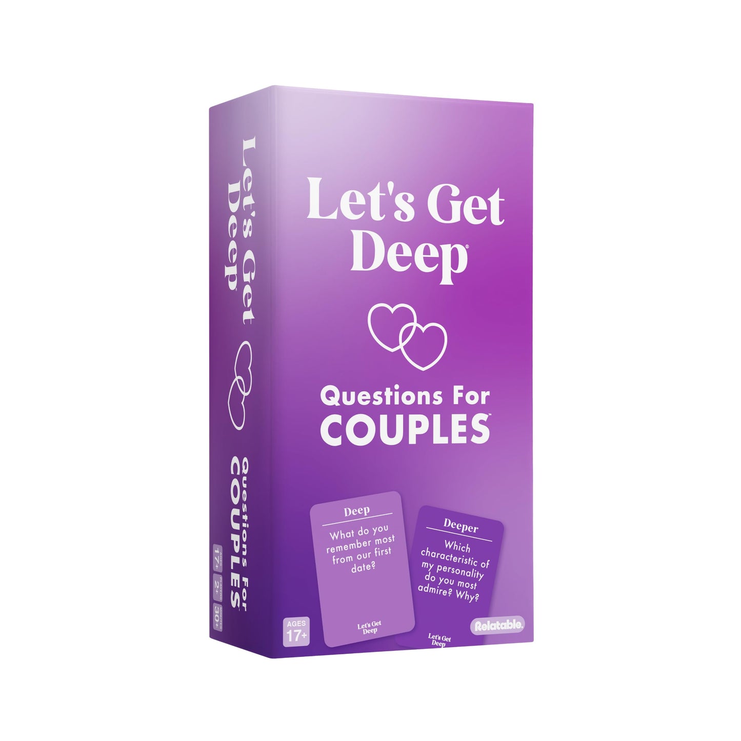 HotLet's Get Deep by Relatable, A Question Card Game for Couples, Great for Date Night Ideas, Couples Gifts, Wedding Gifts, and Long Distance Relationship Gifts, Includes 200 Cards to Build Up Intimacy