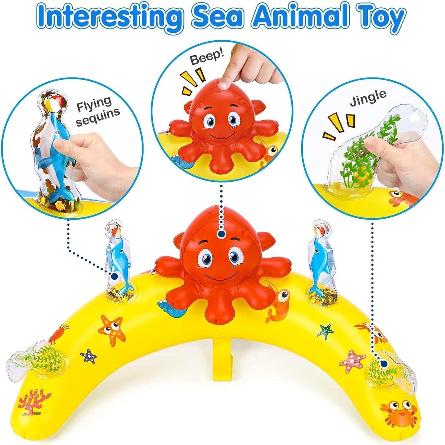 HotEZIGO Baby Pool Float with Canopy UPF50+ Sun Protection, Inflatable Kids Pool Floats with Ocean Animal Toys for Baby 6-36 Months, Infant Swimming Float with Adjustable Safety Seat for Boys Girls