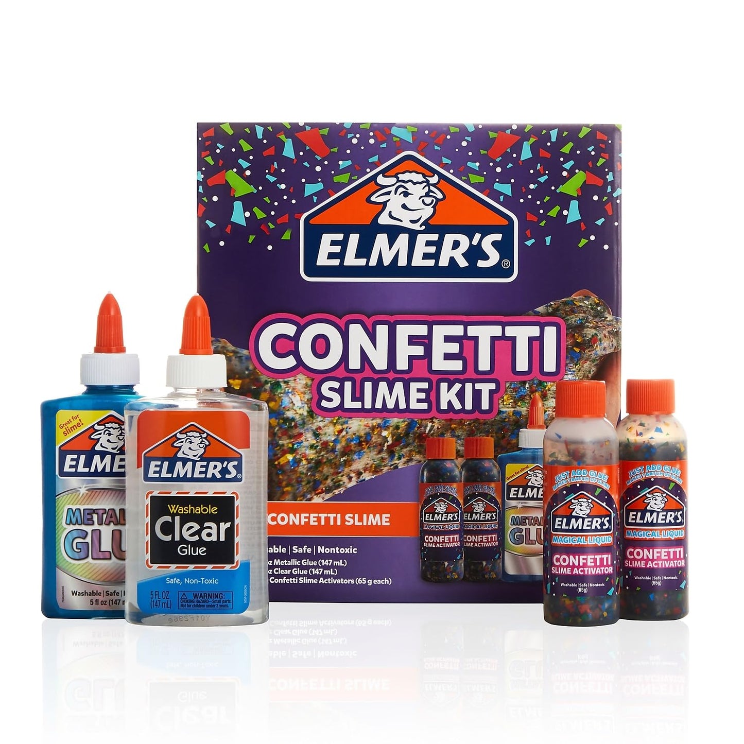 HotElmer’s Fluffy Slime Kit, Includes Translucent Color Glue, Glitter Glue, Fluffy Slime Activator, 4 Count - Perfect for Birthday Parties, Summer Fun, Creative Kids Activity