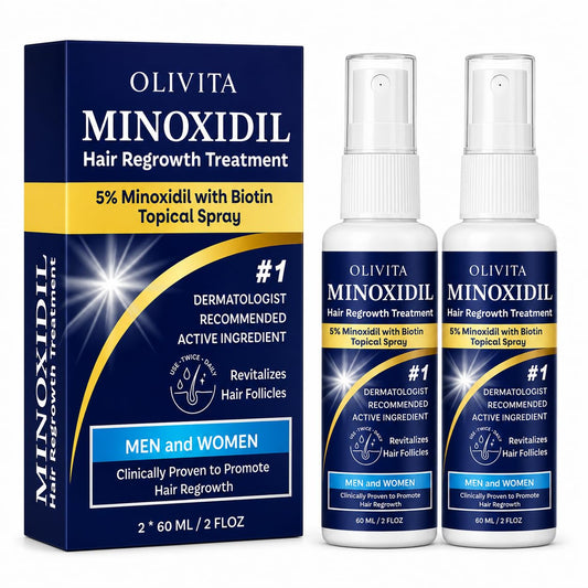 Hot5% Minoxidil for Men and Women Hair Growth: Minoxidil Spray Hair Regrowth Treatment Serum with Biotin & Rosemary -Stop Hair Thinning and Hair Loss For Stronger Thicker Longer Hair 2 Pack