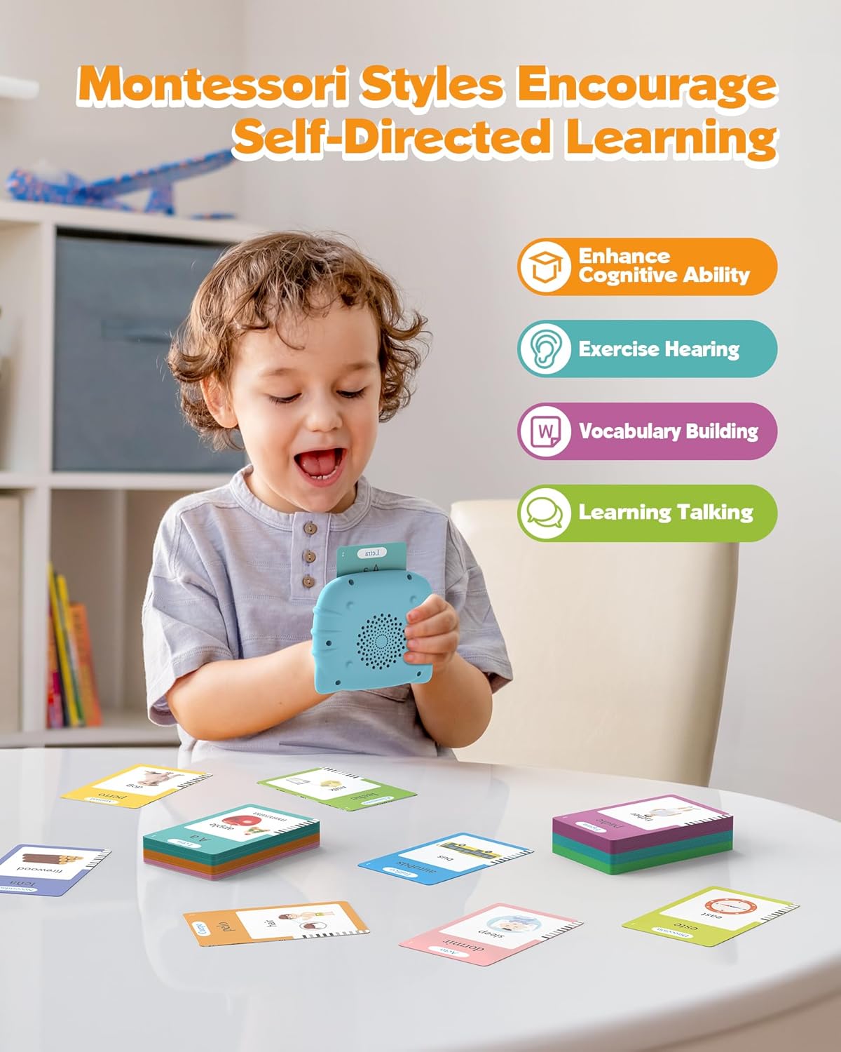 Hot Airbition Bilingual Spanish and English Talking Flash Cards for Ages 2+ | 510 Words, Pocket Speech Therapy Toy with 31 Themes, Montessori Language Learning Toy, Sensory Learning Kit for Children