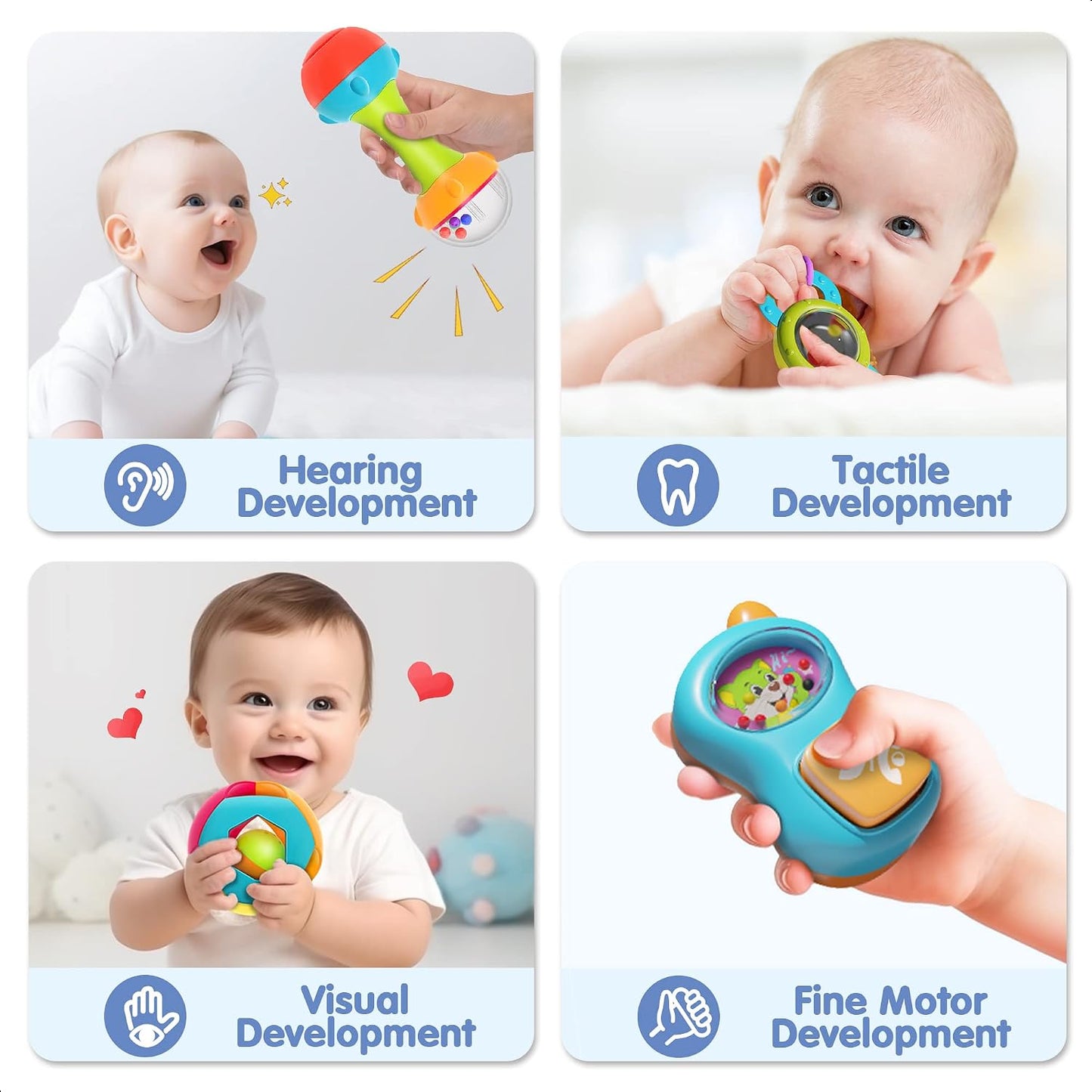 Hot iPlay, iLearn 10pcs Baby Rattles Toys Set, Infant Grab Shake Rattle, Easy Hold Sensory Teether, Babies Development Learning Music Toy, Newborn Shower Birthday Gift 1 2 3 4 5 6 7 9 10 12 Month Boy Girl