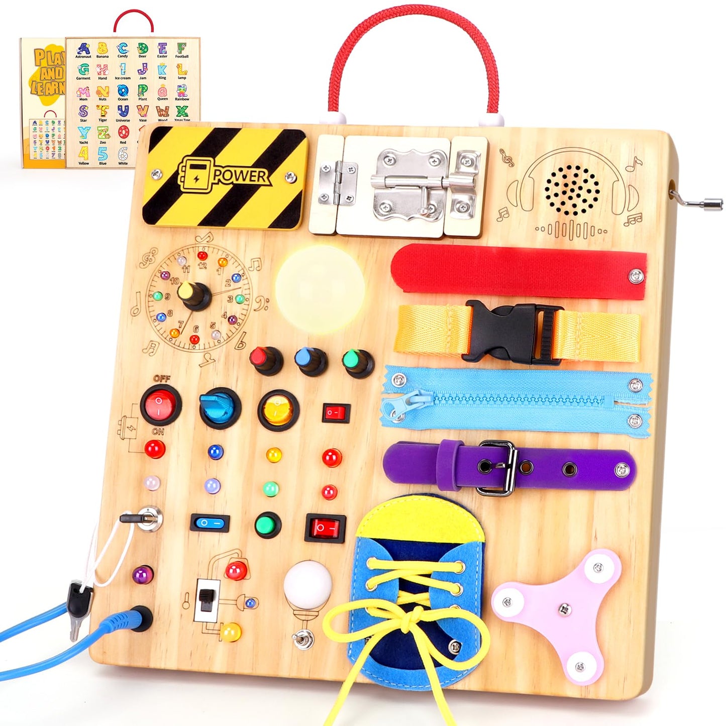 HotGrarain Busy Board for Toddlers - Montessori Educational Toy for 1-3 Year Old Boys & Girls | Travel-Friendly Sensory Learning Activity | Ideal for Kids with Autism(Clocks Busy Board)