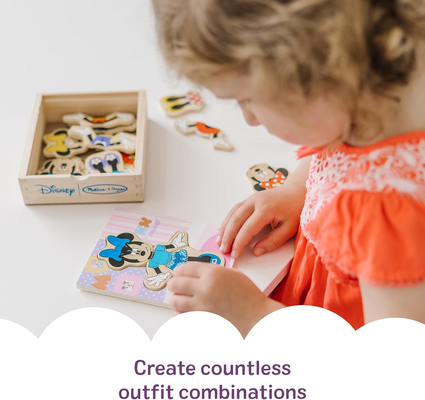 HotMelissa & Doug Disney Minnie Mouse Dress-Up Puzzle, 18 Pieces Mix and Match Outfits, Sorting & Matching Toy with Storage Case, Educational Puzzle for Toddlers Ages 3+