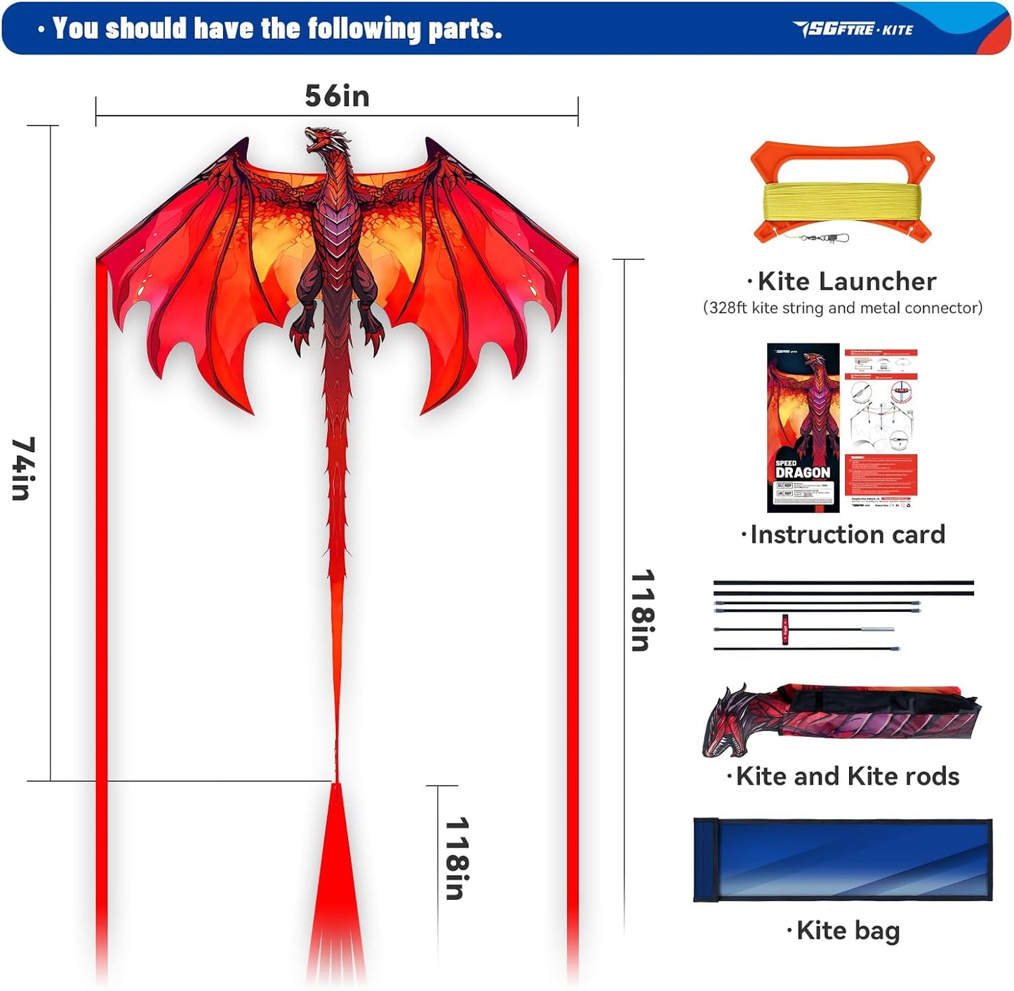 Hot SGftre Complete Kite with Handle, Line & Accessories,Easy to Fly for Kids & Adults, Perfect for Beach, Park, Family Outdoor Activities
