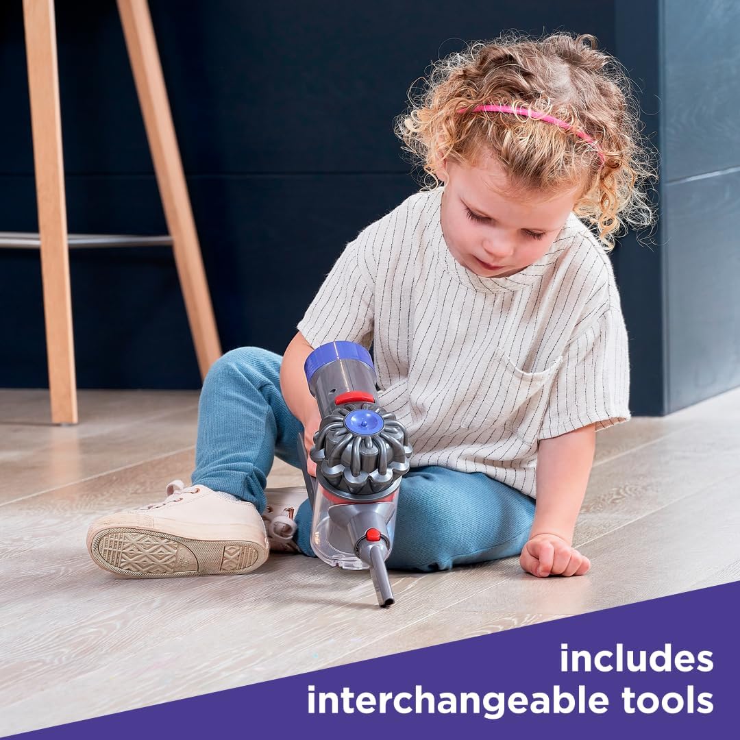 HotCasdon Dyson Cordless Vacuum Interactive & Officially Licensed Toy Dyson Vacuum for Children Aged 3+ Realistic Role-Play Fun, Purple and Orange