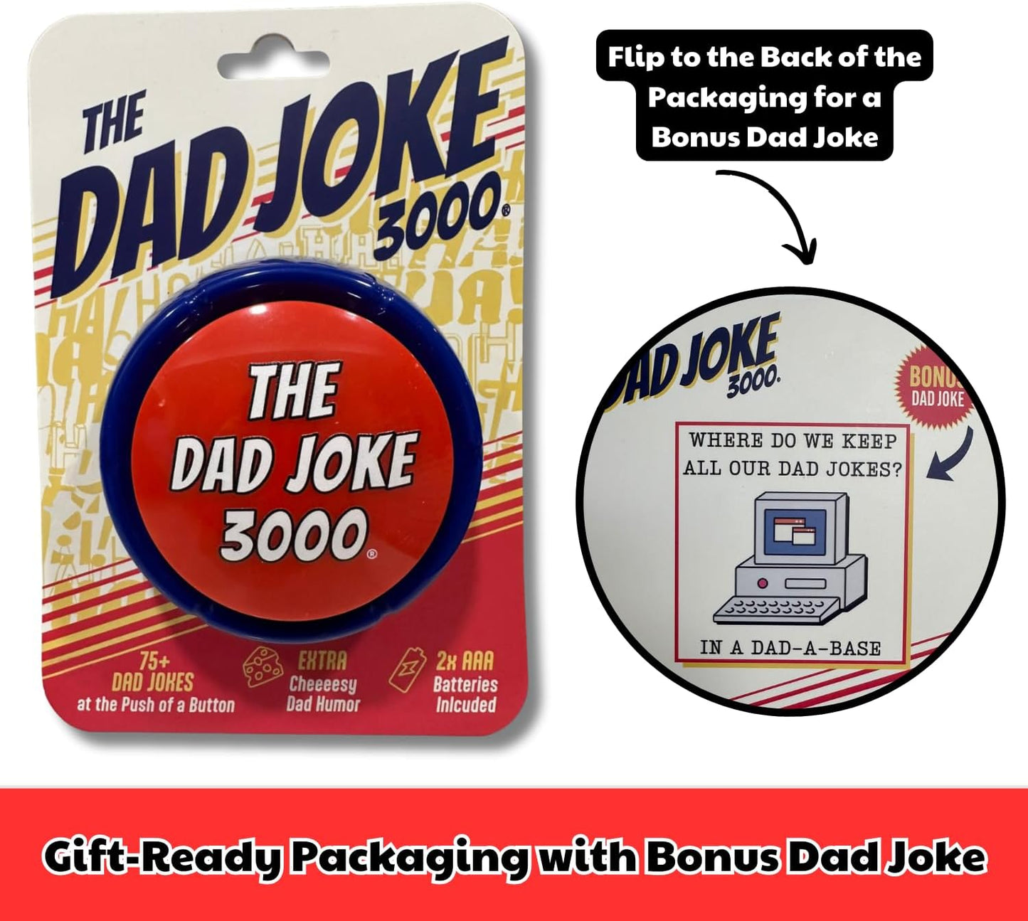 Hot Gifts for Dad and Fathers - Features 75+ Extra Funny Dad Jokes at The Push of a Button - Dad Gifts from Daughter, Dad Birthday Gift, White Elephant Gifts, Gifts for Men