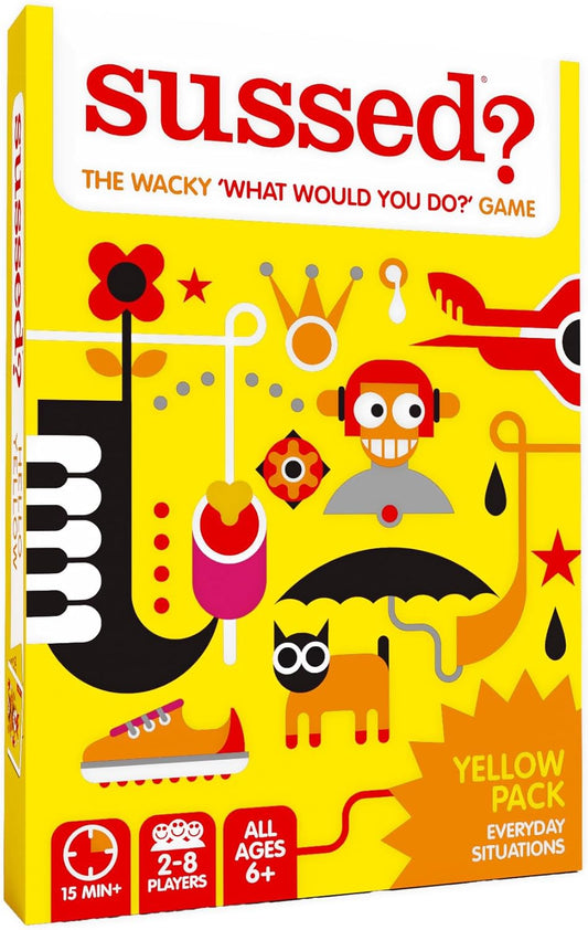 Hot SUSSED The Wacky ‘What Would You Do’ Social Card Game - Fun & Easy for Kids - Family Travel Game for Road Trips & Car Journeys - Ages 6 & Up - Yellow Deck